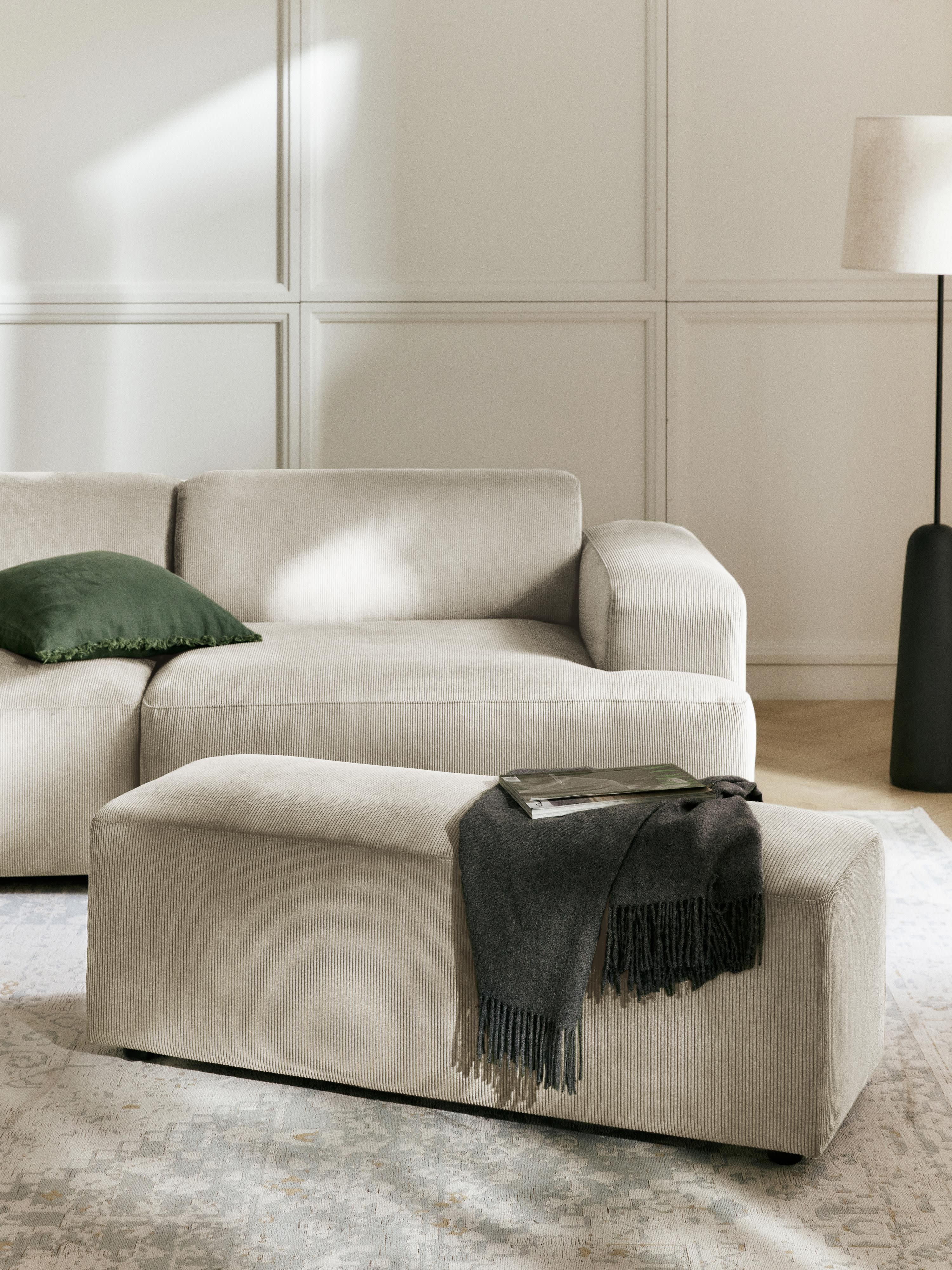 XL Sofa-Hocker Melva aus Cord, B 116 x T 42 cm