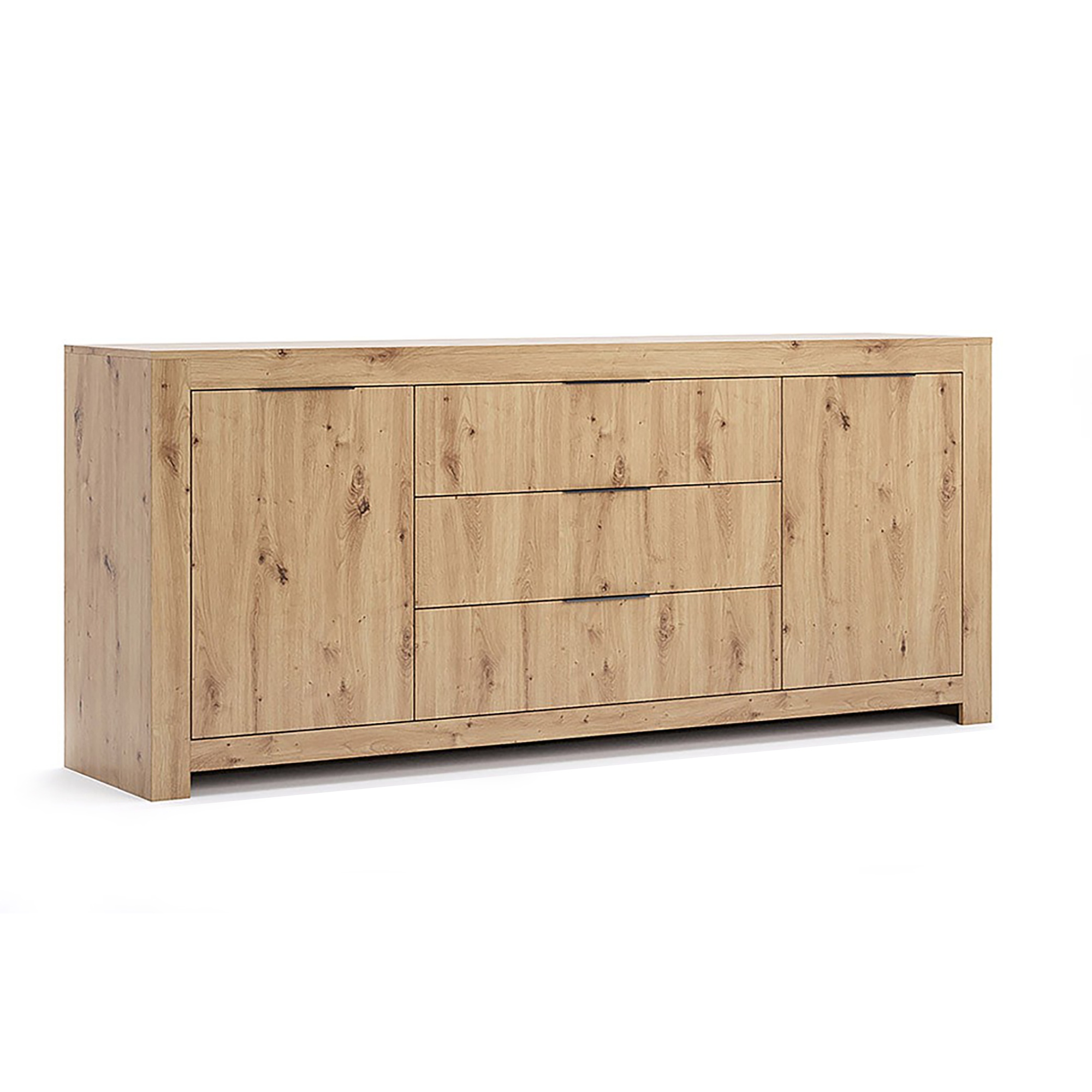 Komoda 3 szuflady 2 drzwiczki 87x200 cm Dąb Artisan