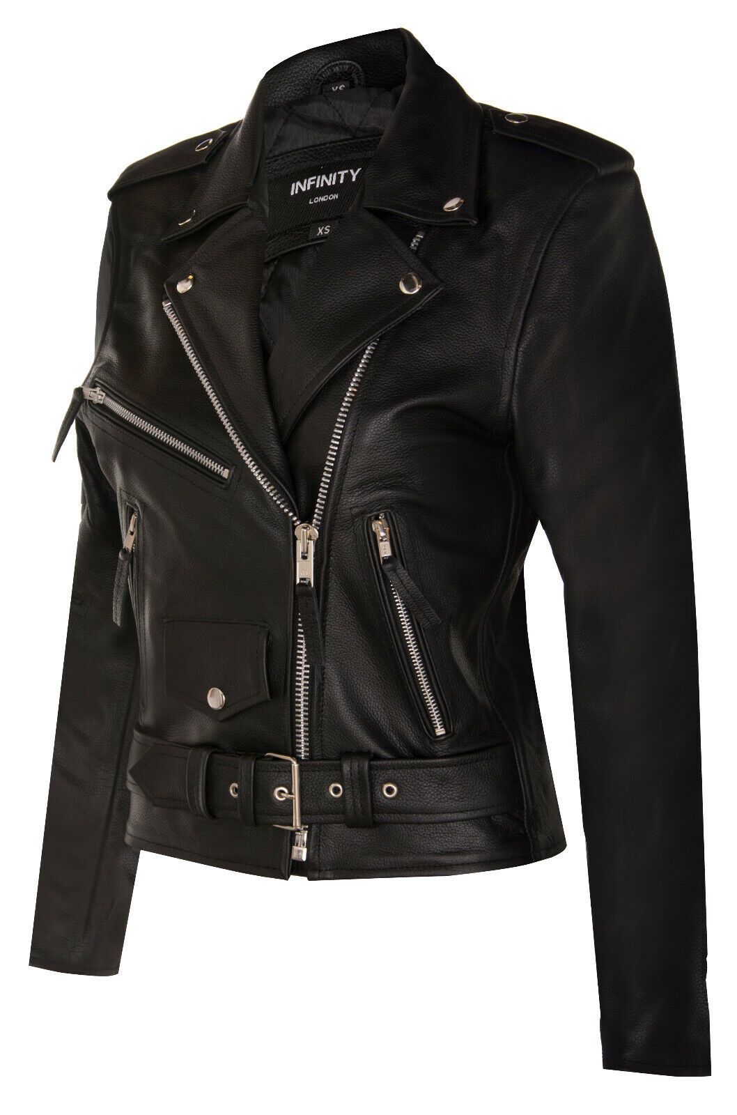 Infinity Leather Cowhide Leather Biker Jacket-Mansfield