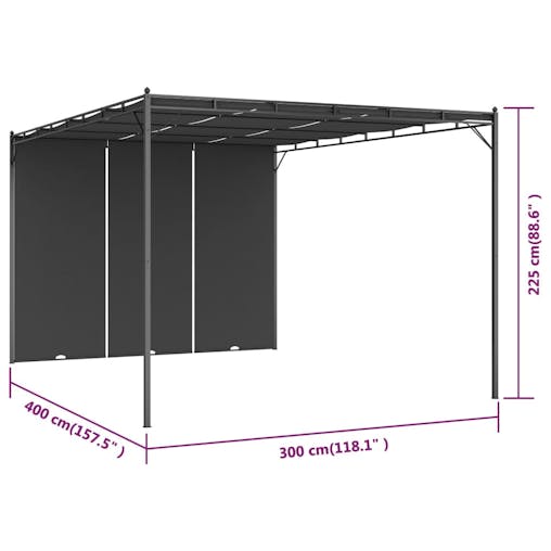 NNEVL Garden Gazebo with Side Curtain 4x3x2.25 m Anthracite
