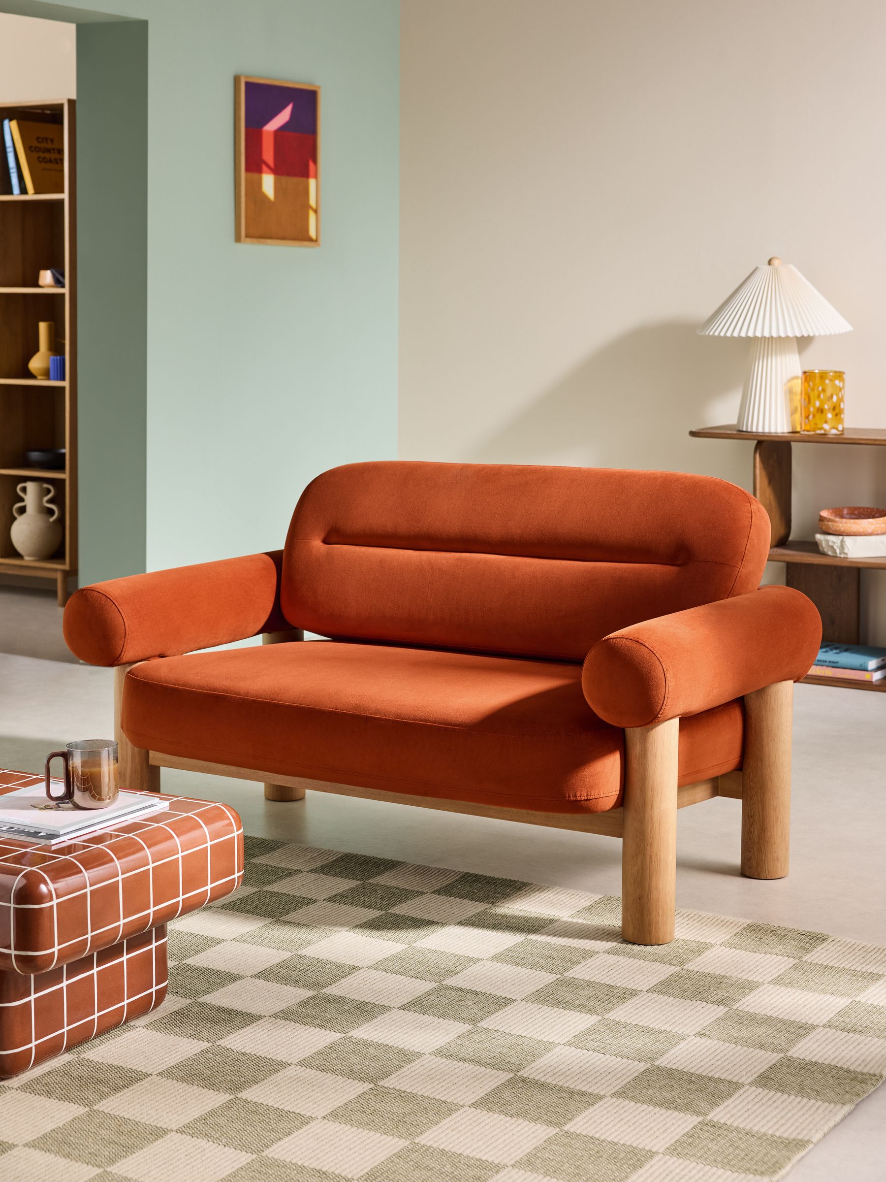 Maxton 2 Seater Sofa in Velvet Cinnamon Orange