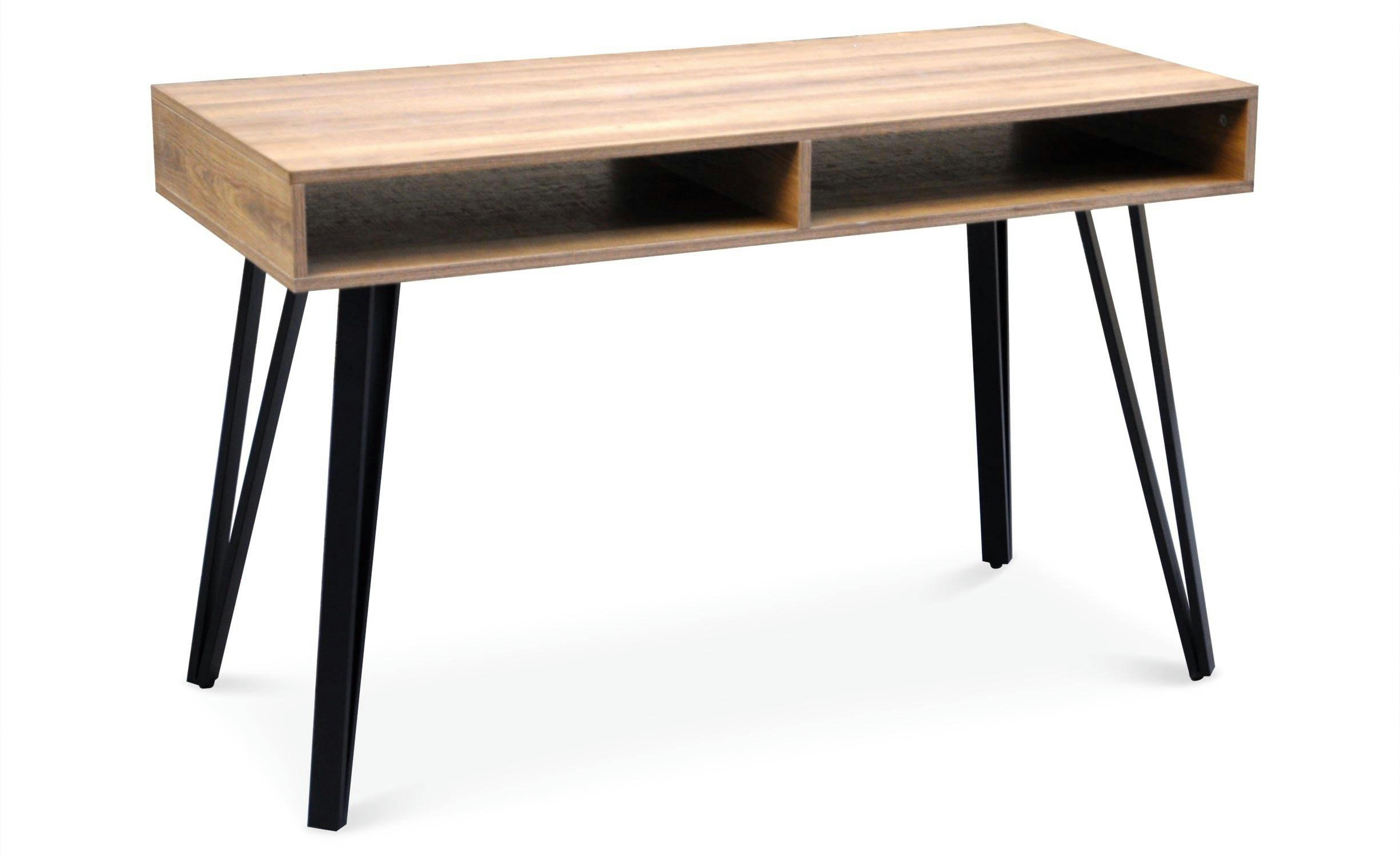 RIVIERA - Bureau en chêne foncé et métal noir