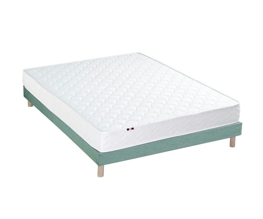 ENSEMBLE INITIAL - Ensemble matelas accueil latex 3 zones sommier vert 140x190