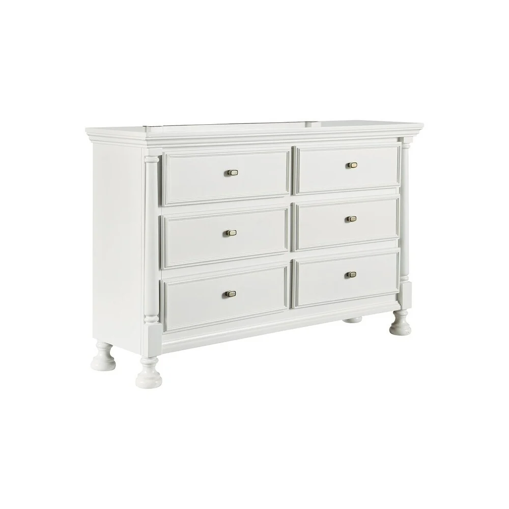 Signature Design by Ashley Kaslyn White Cottage Styling 6-Drawer Dresser
