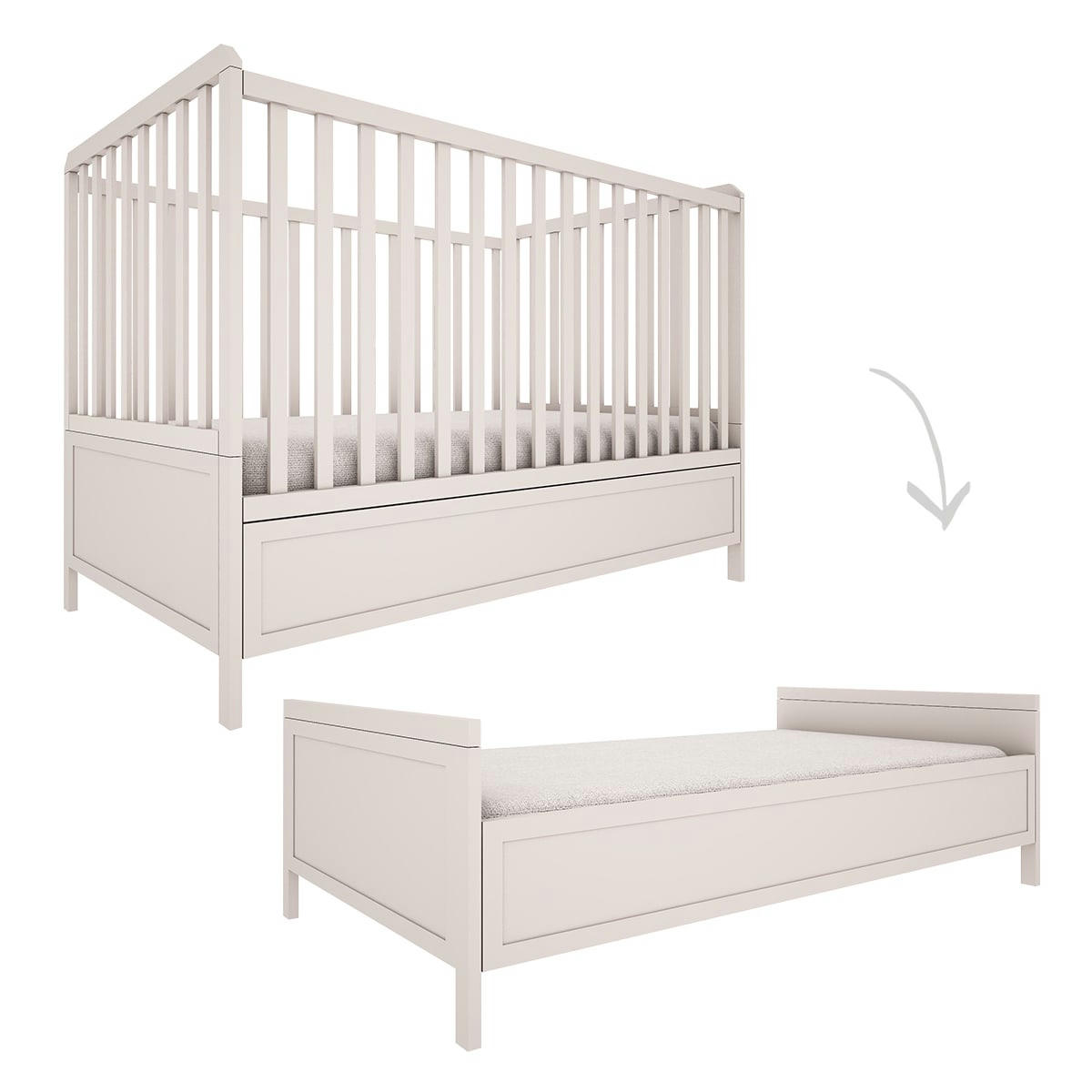 GABRIEL - Lit évolutif 70x140 beige