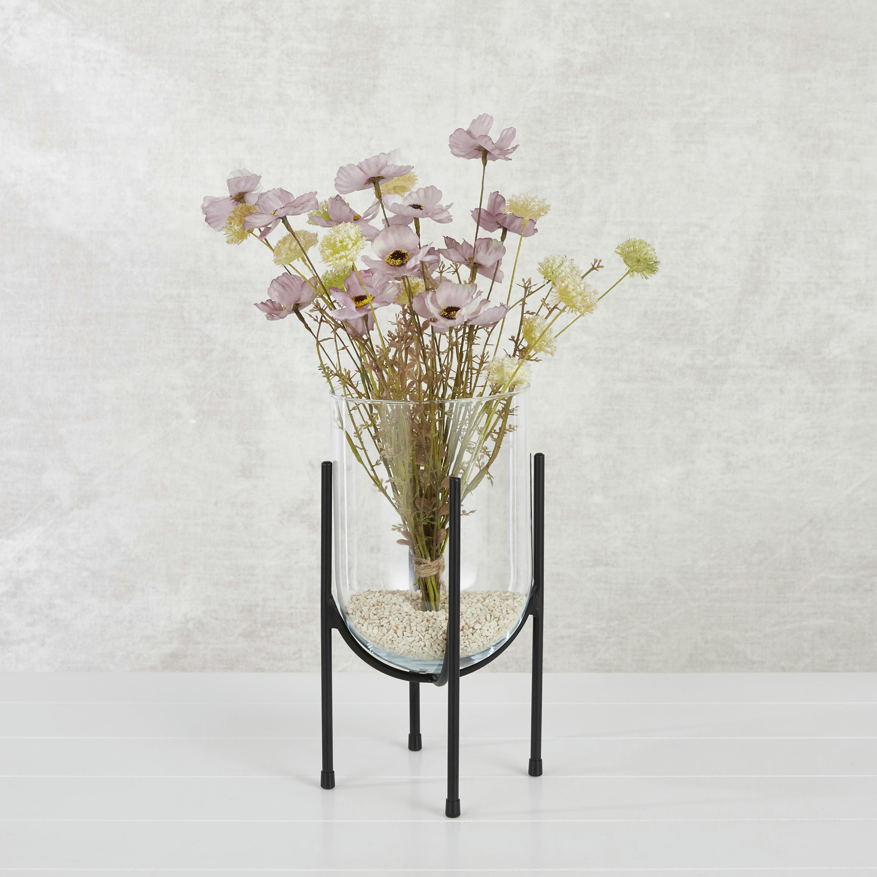 JAMEY - Vase sur support transparant H31