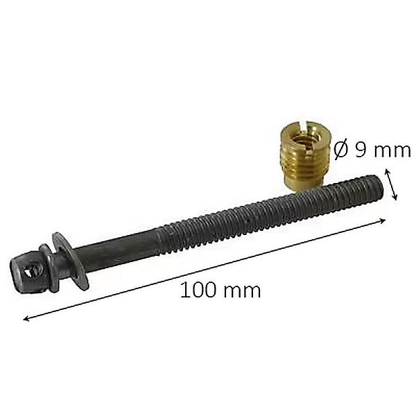 2 vis de lit et écrous acier/laiton Diall Ø9x L.100mm