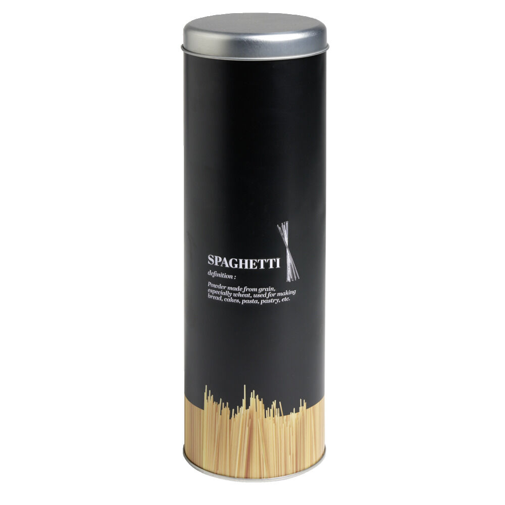 BoÎte à spaghetti en métal noir/imprimé - Ø9xH.29cm