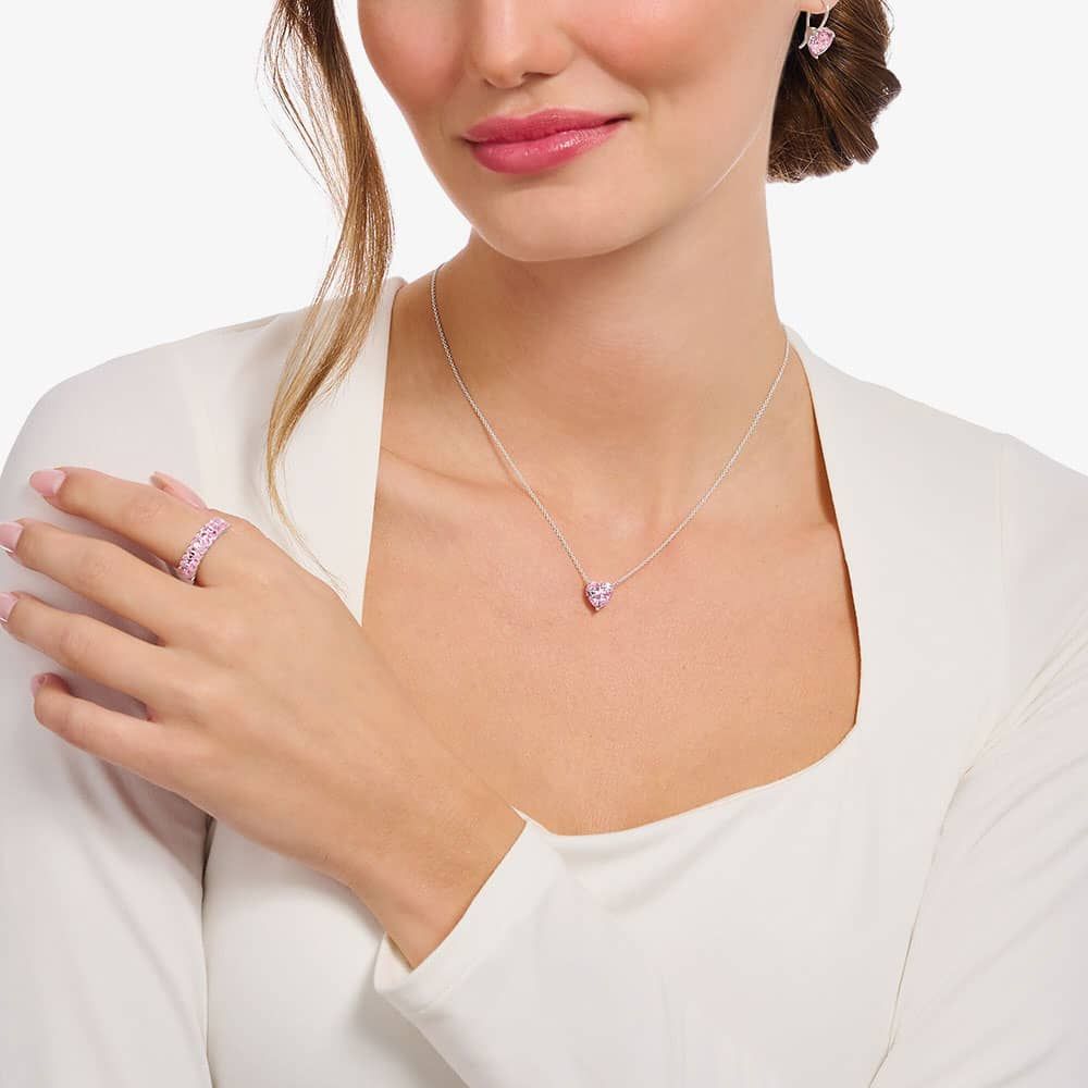 THOMAS SABO Pink Heart Cubic Zirconia Necklace KE2211-051-9-L45V