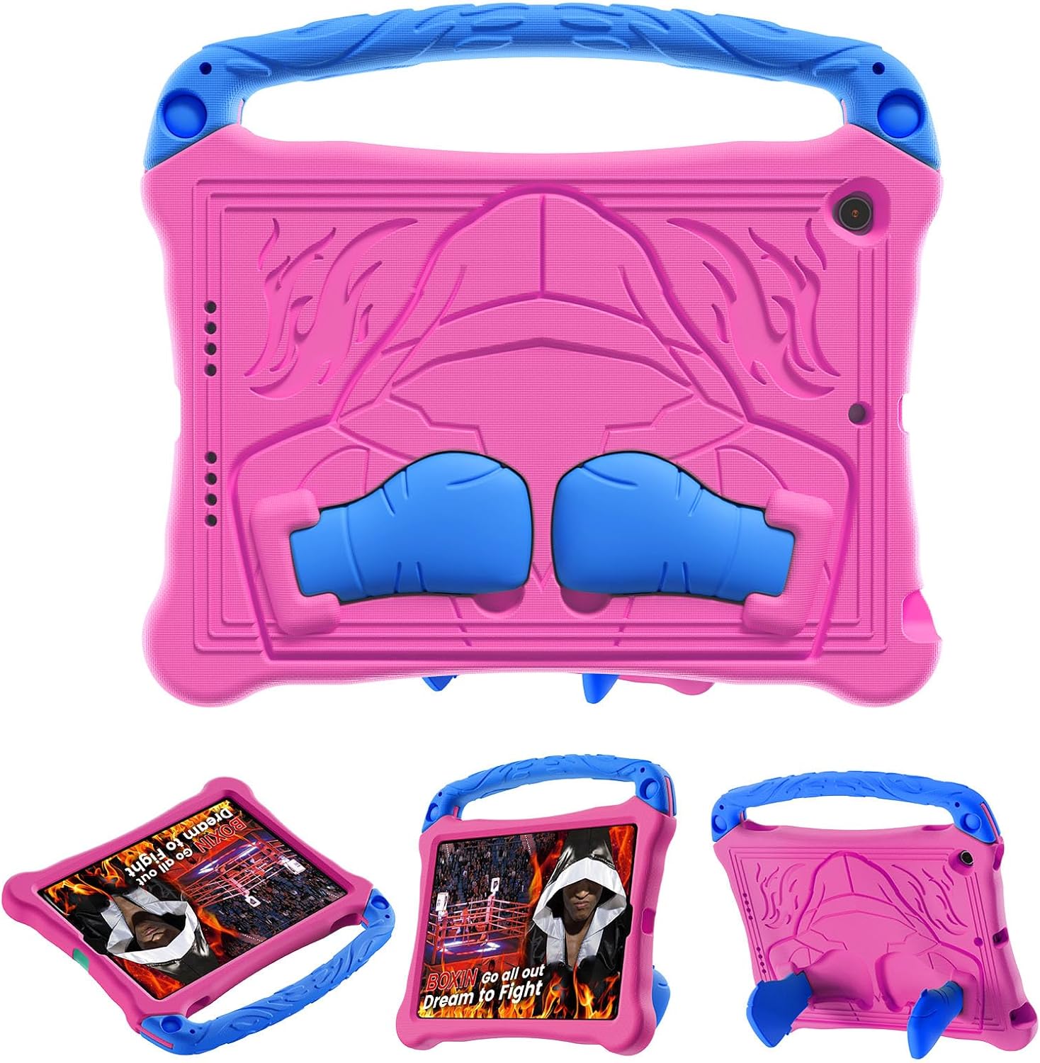 Dteck for iPad Air 3rd Generation and iPad Pro Case 10.5 2019/2017 Release, Cute Boxing Shockproof Hard Case with Handle/Kickstand/Shoulder Strap, Protective Lightweight Kids-Friendly Cover, Rose