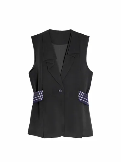Asymmetric Elastic -Waistband Waistcoat - 26SDJ051D