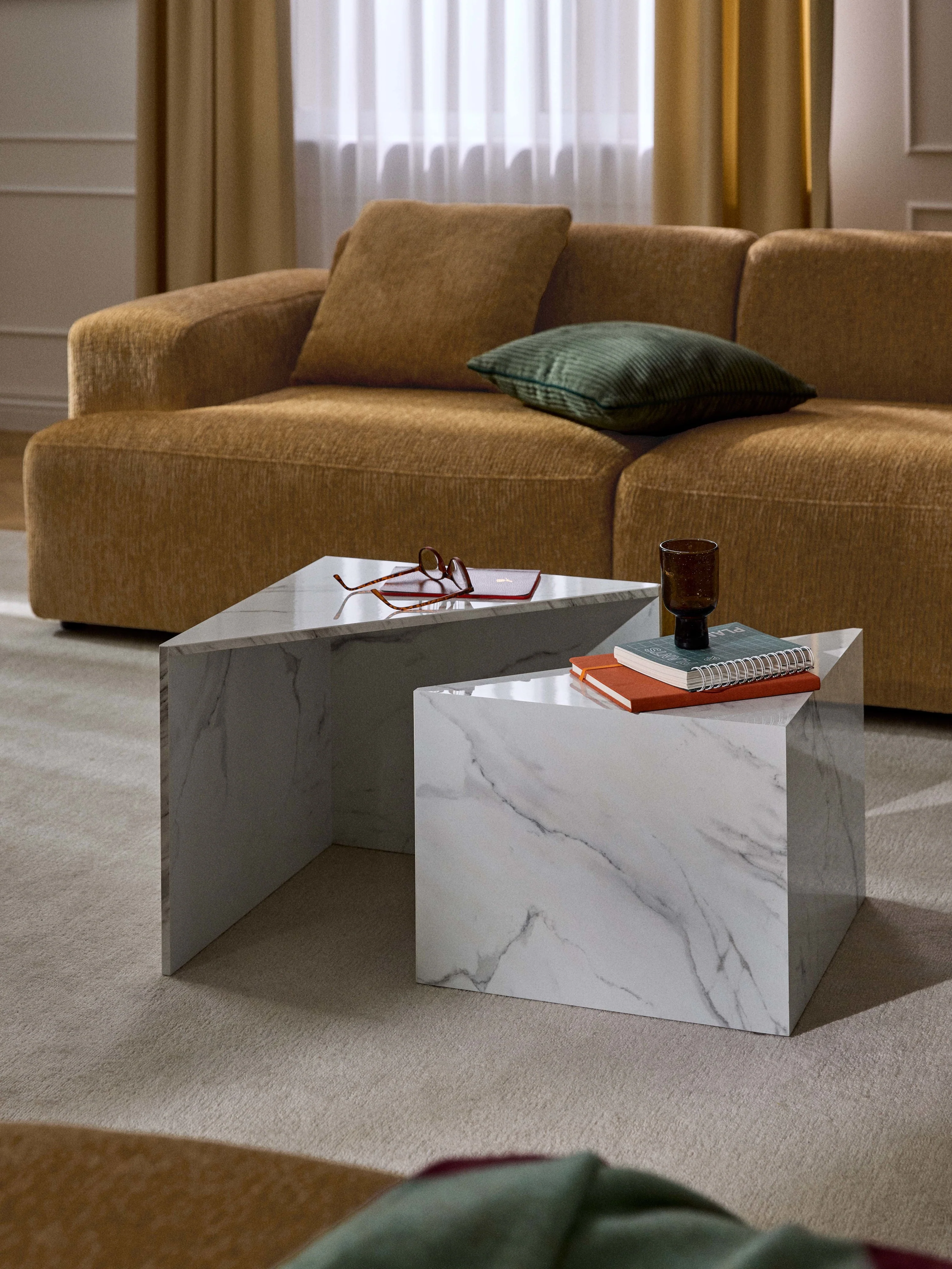 Couchtische Vilma in Marmor-Optik, 2er-Set