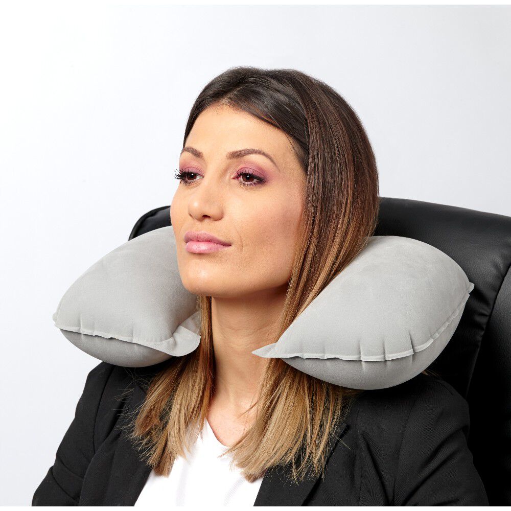 Coussin de voyage gonflable uni gris
