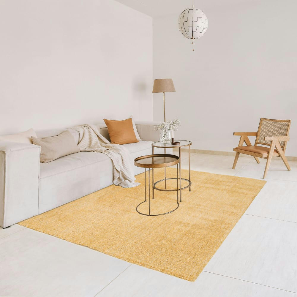 ASSIA - Tapis à poil long jaune moutarde 160x230 cm