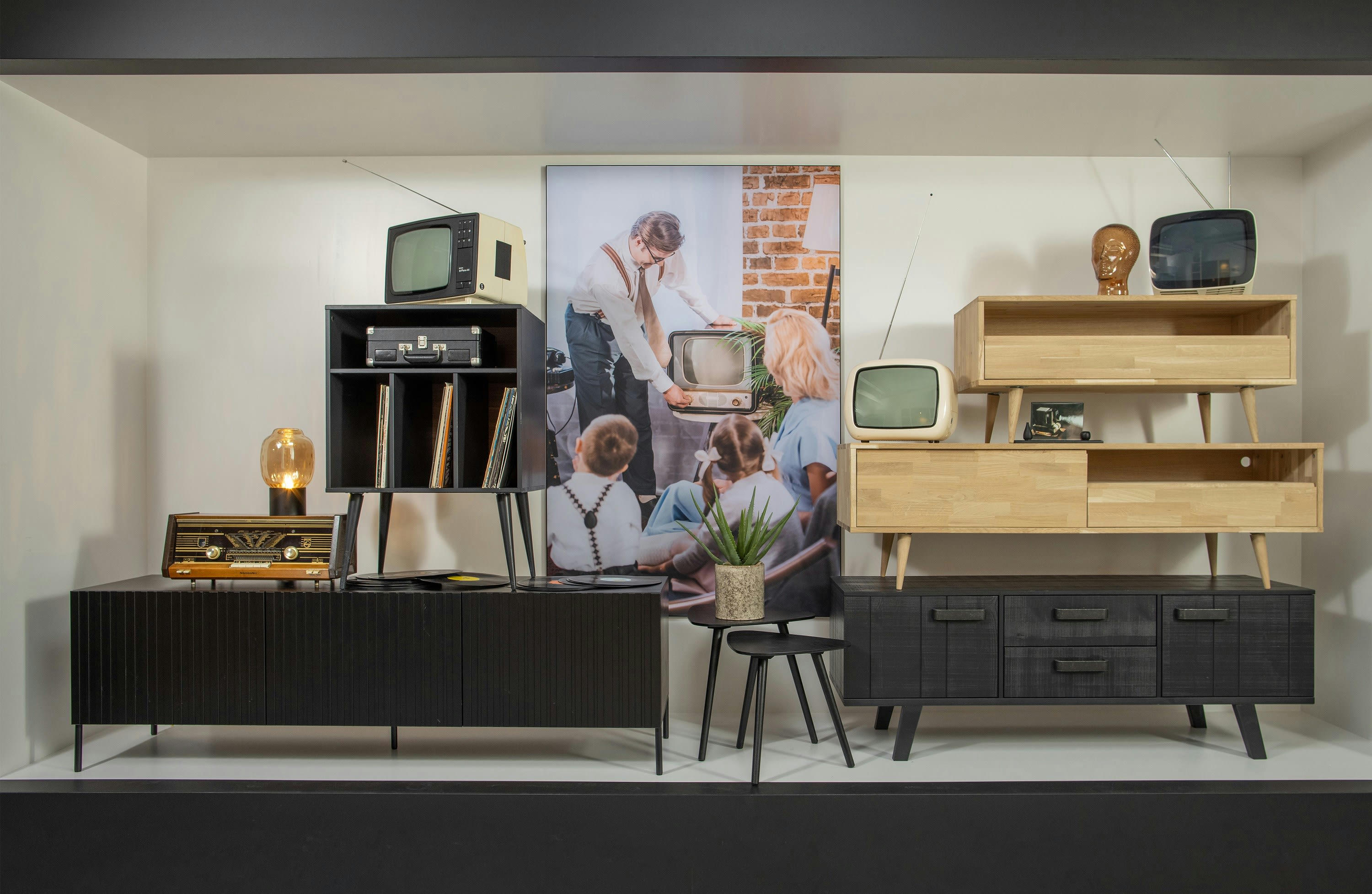 TYGO - Meuble tv en chêne massif beige