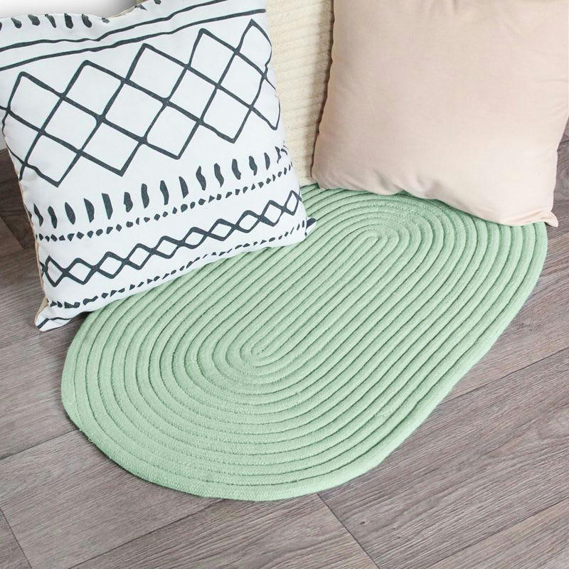 TAMTAM - Tapis en coton effet cordage vert basilic 50x80