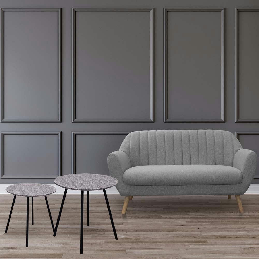 - Tables gigognes plateau effet granit (Lot de 2) gris