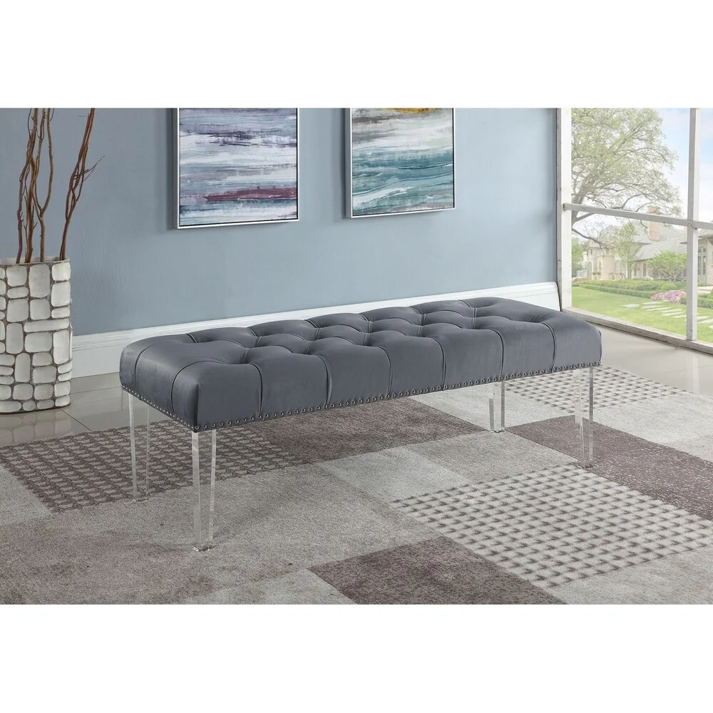 Best Master Furniture Velvet and Acrylic Accent Bench