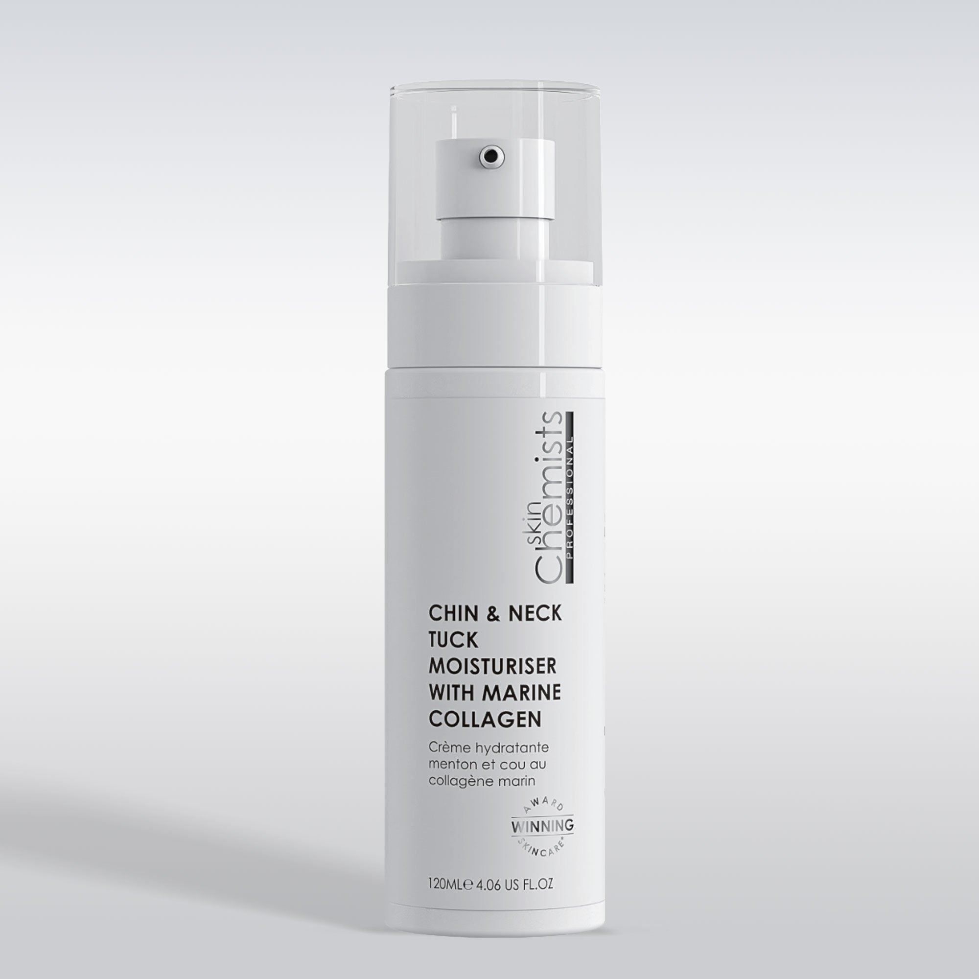 skinChemists professional Chin & Neck Tuck Anti-Ageing Moisturiser with Marine Collagen 120ml for Firmness and Elasticity