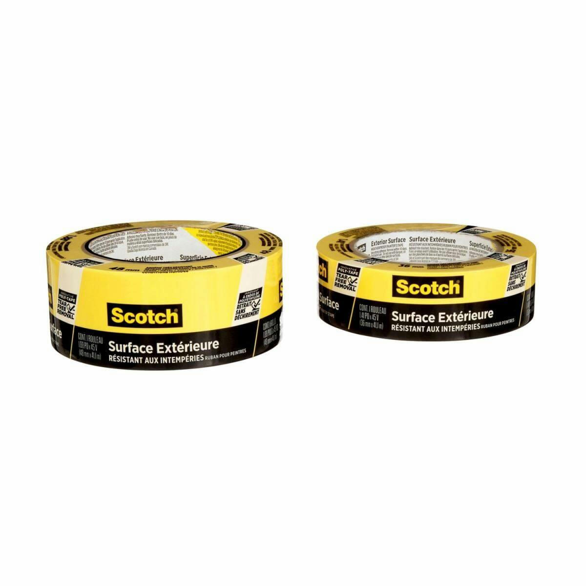 Scotch Exterior Surface Weatherproof Outdoor Painter's Tape, Yellow, 1.41-in x 60-yd