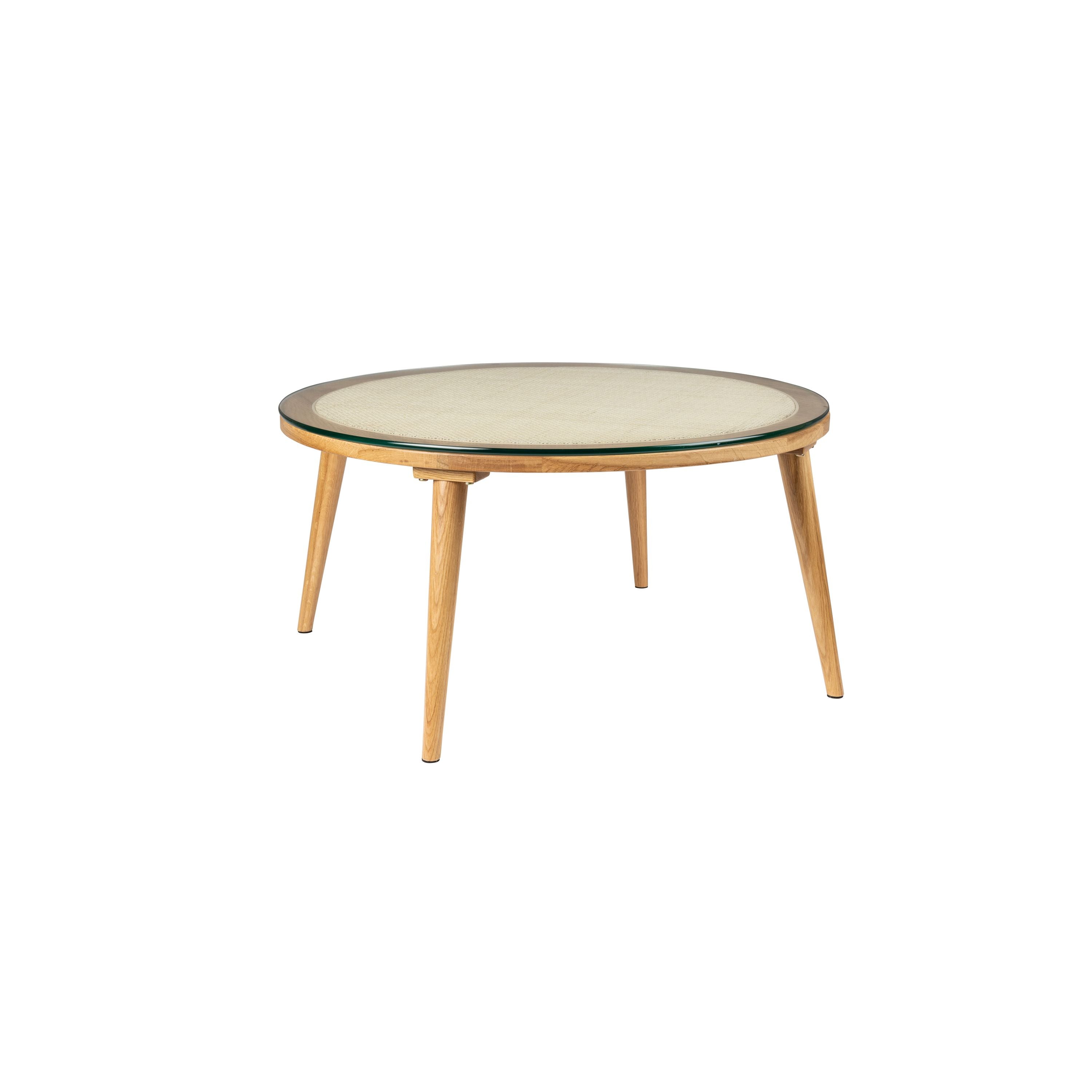 Housecraft Living Haru Salontafel Rond Glas/ Hout 70x70 cm Naturel
