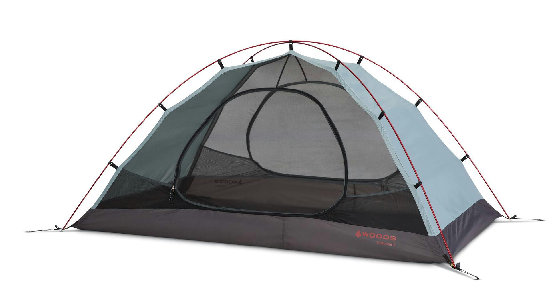 Woods Cascade 3-Season, 2-Person Camping Dome Tent w/ 2 Doors, Vestibules, Rain Fly & Carry Bag