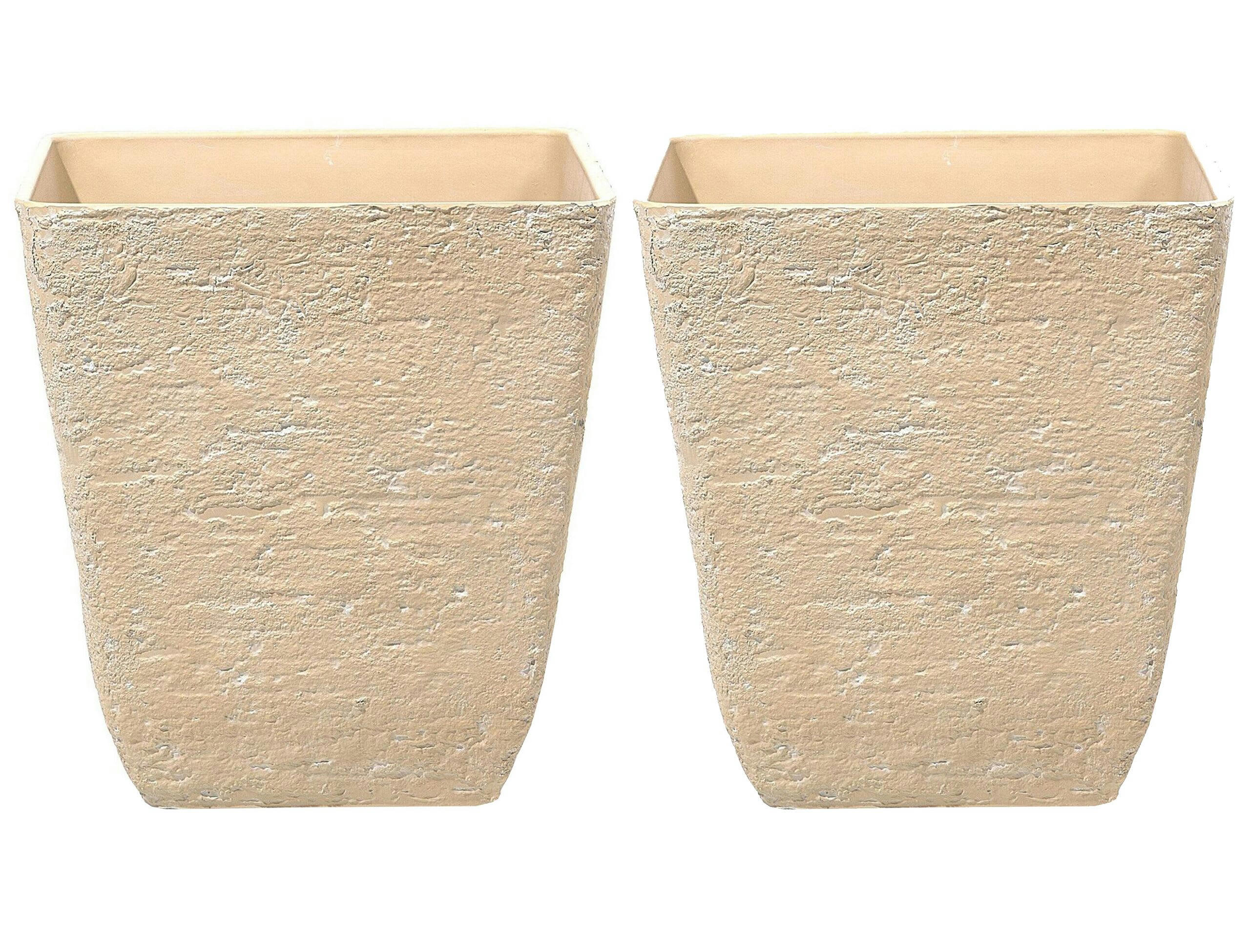 DELOS - Cache-pot d'extérieur en pierre beige H53