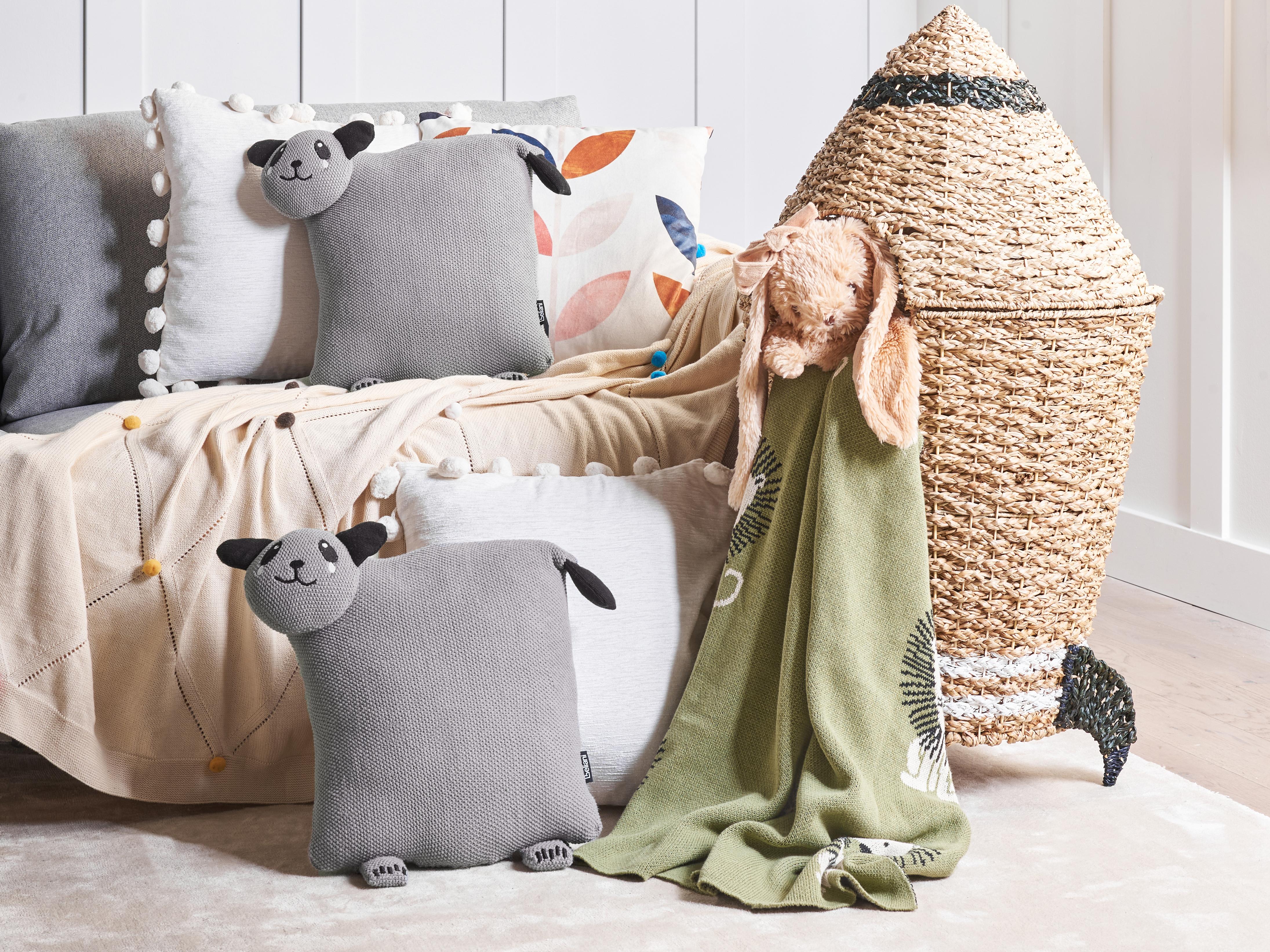 Set of 2 Decorative Cushions SHADOOR Cotton 35 x 35 cm Grey Panda
