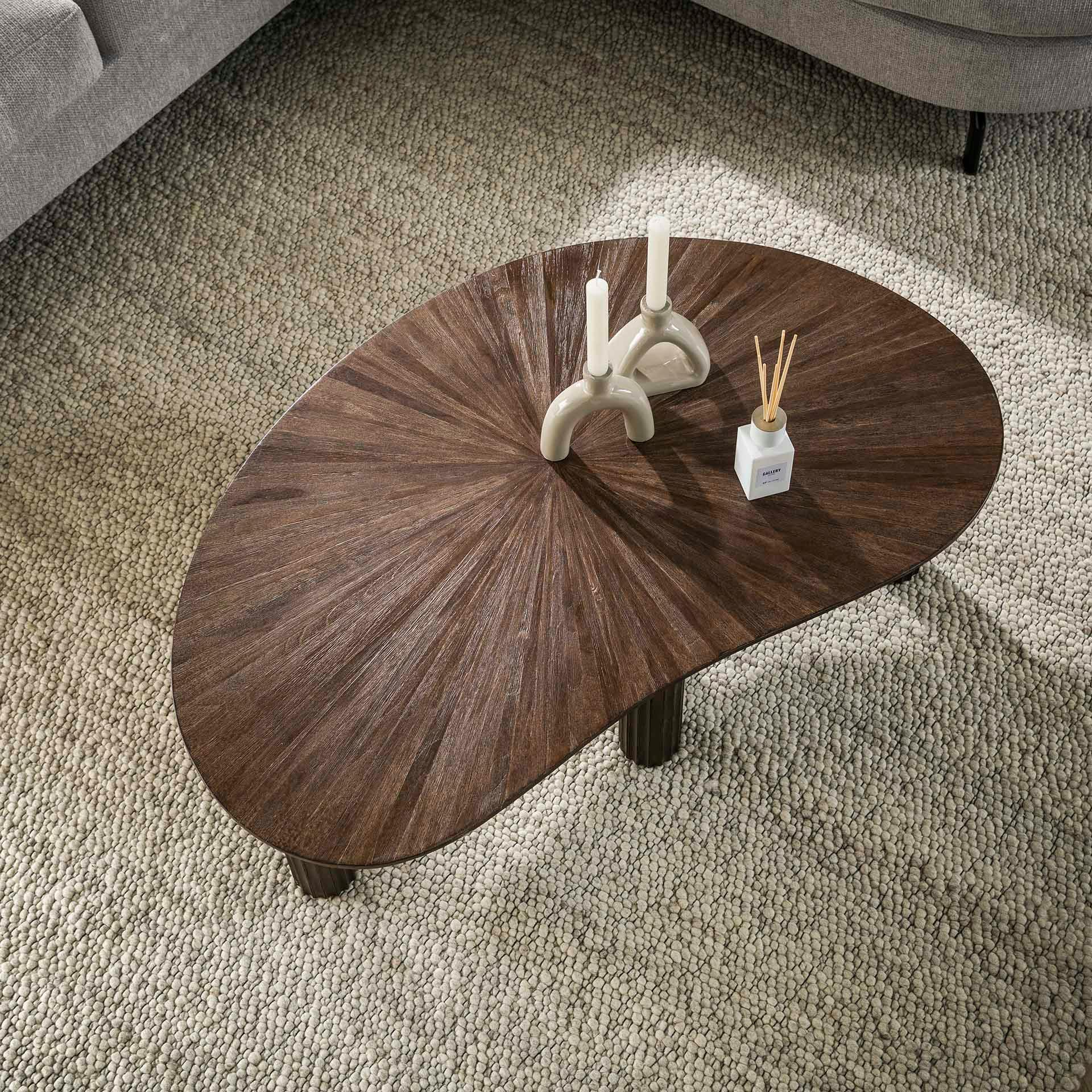 Table basse en bois de teck forme haricot YOGY