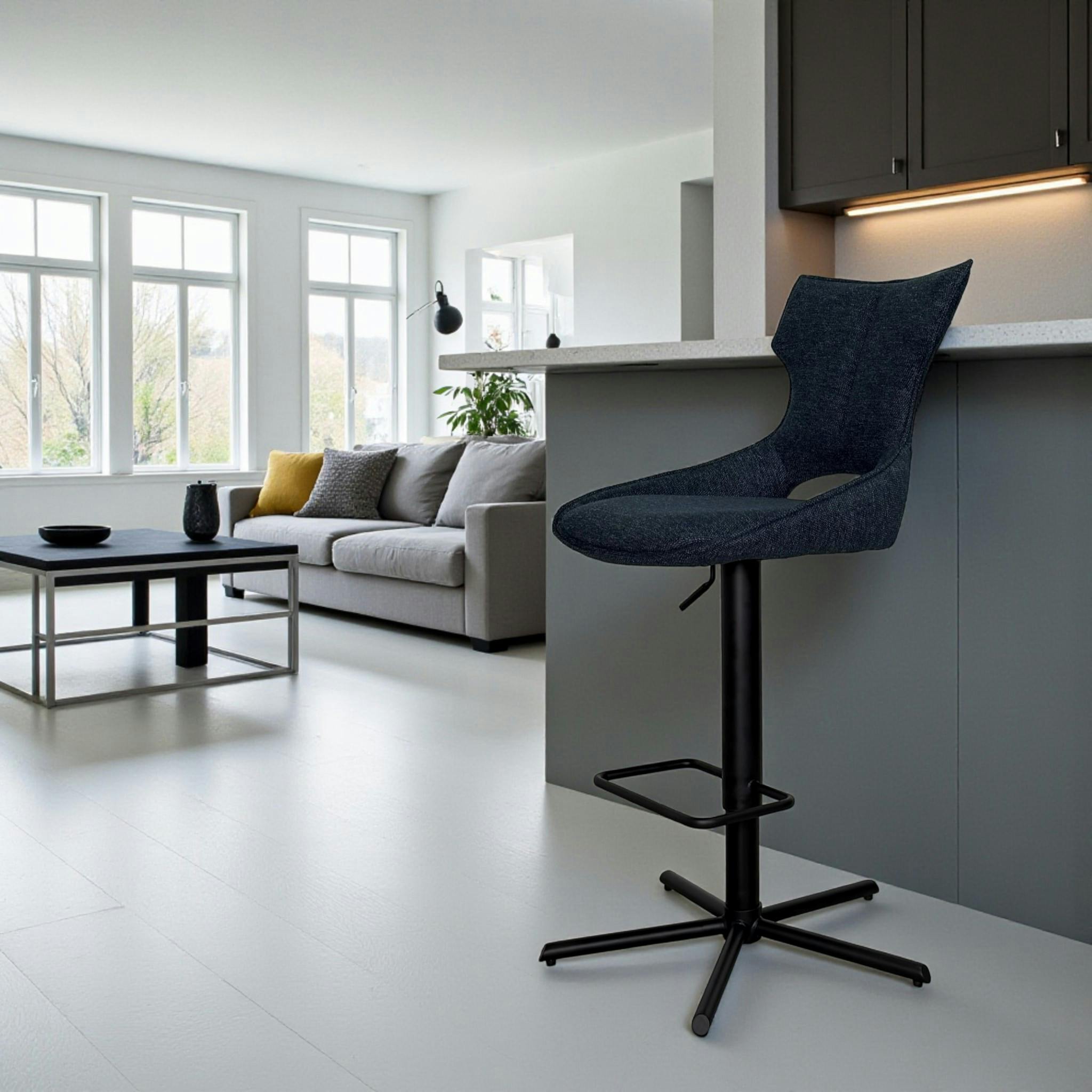 Chaise de bar réglable bleue à dossier ouvert (lot de 2) LOMBARDIE