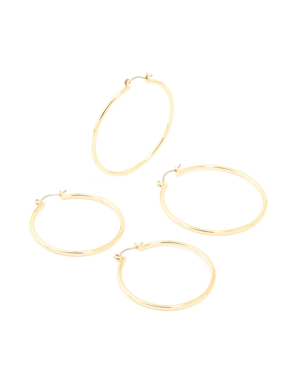 Gold Plated Large Thin Hoop Earrings 2-Pack