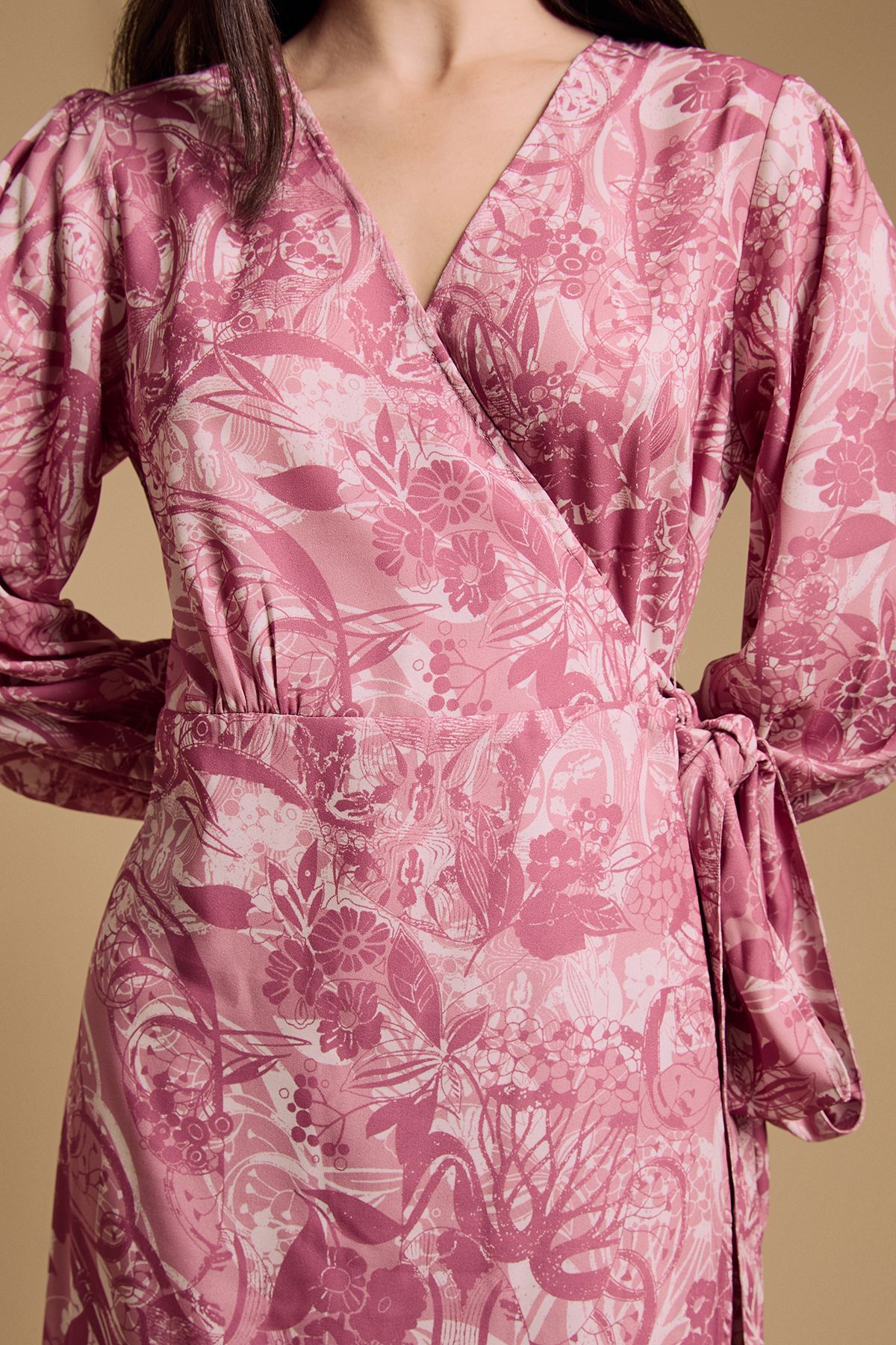 Oasis Floral V Neck Maxi Wrap Dress
