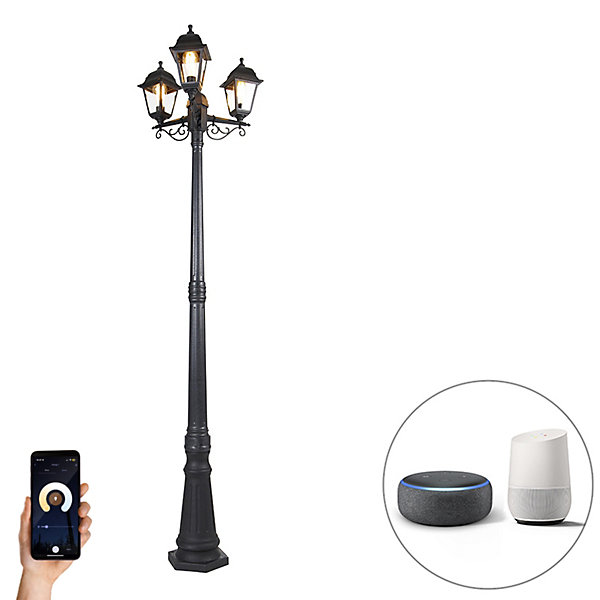 Lanterne intelligente noire 3 lumières IP44 avec Wifi ST64 - Capital