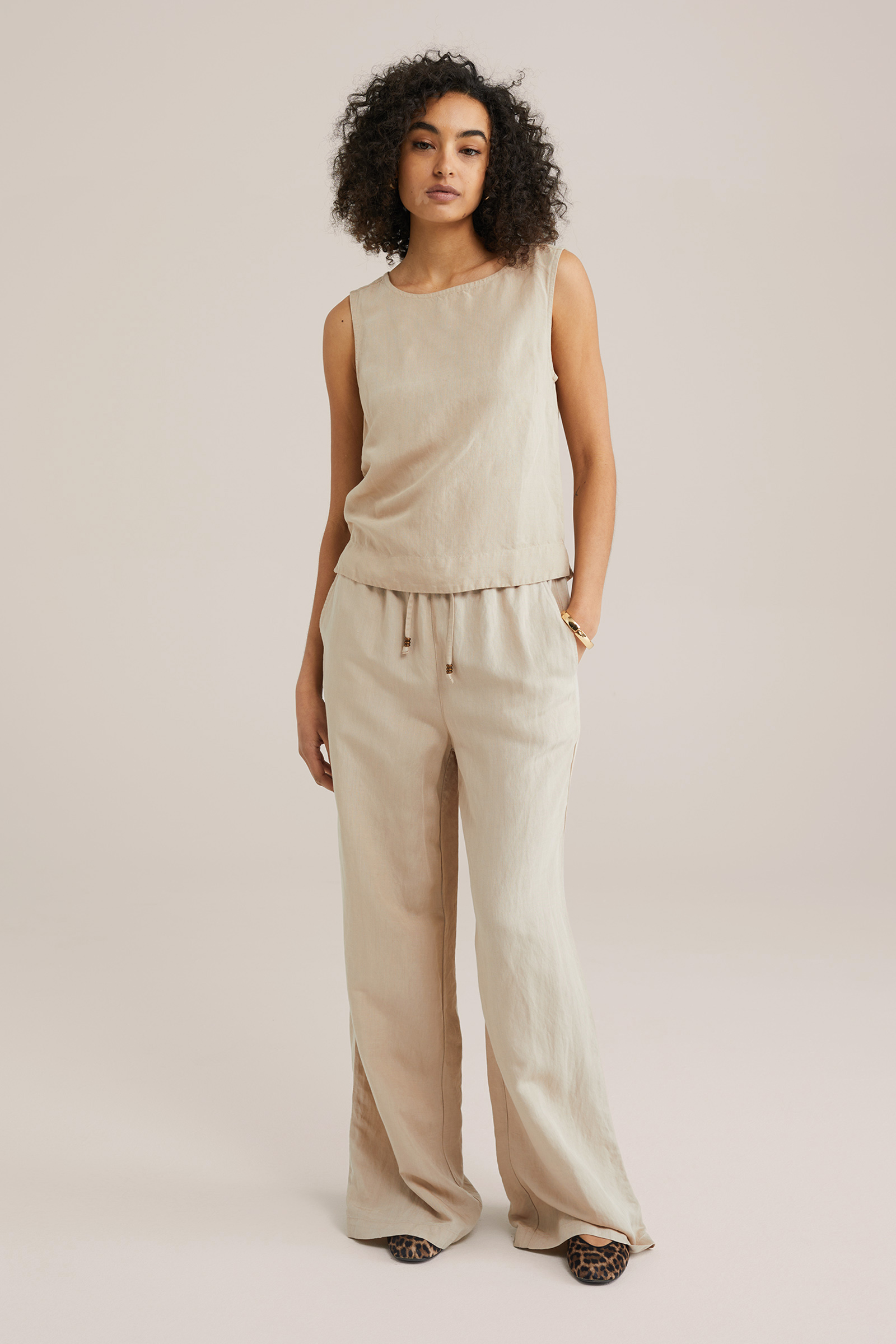 Dames wide leg broek van linnenmix