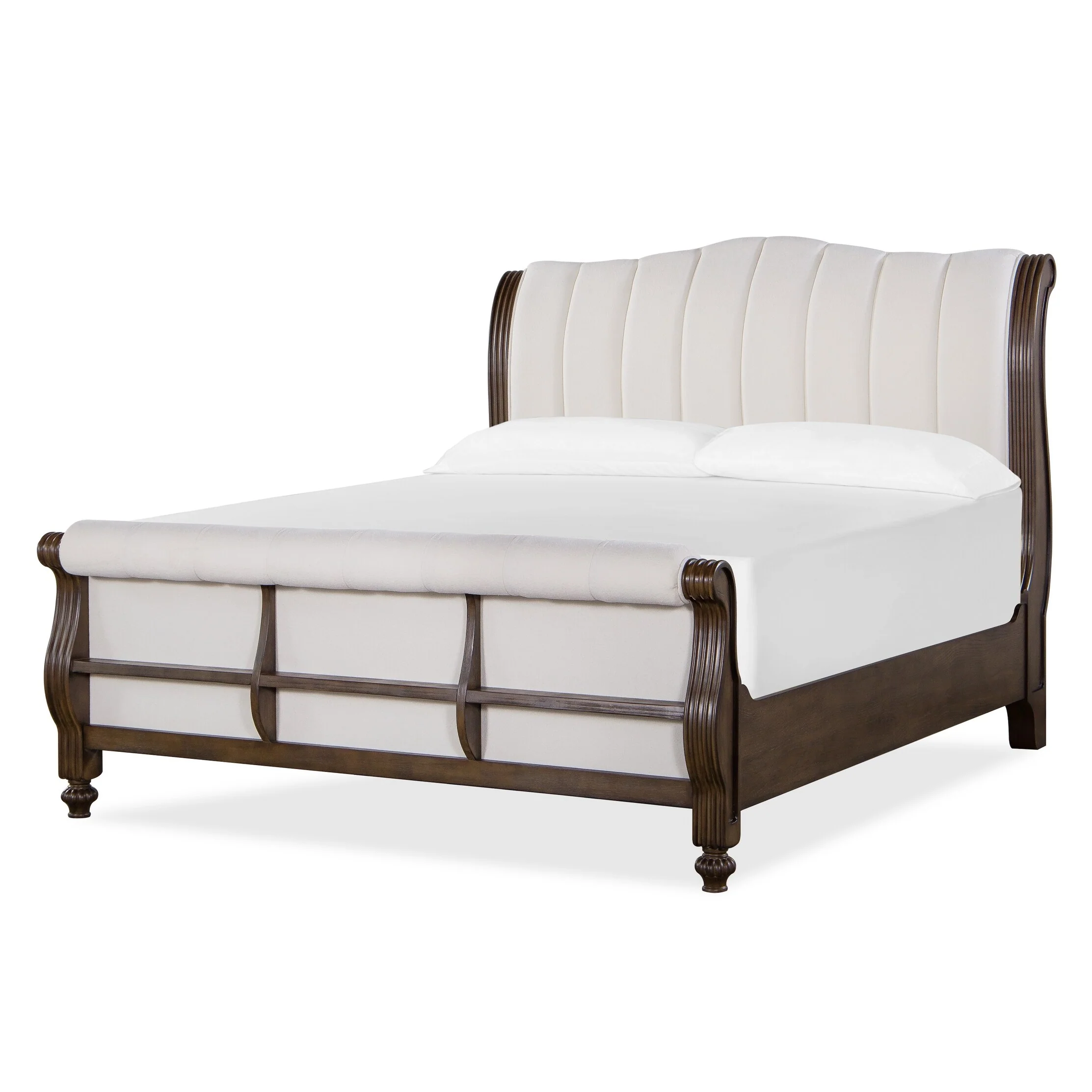 Marina Collection Cherry Brown Wood and Upholstered Bedroom Set