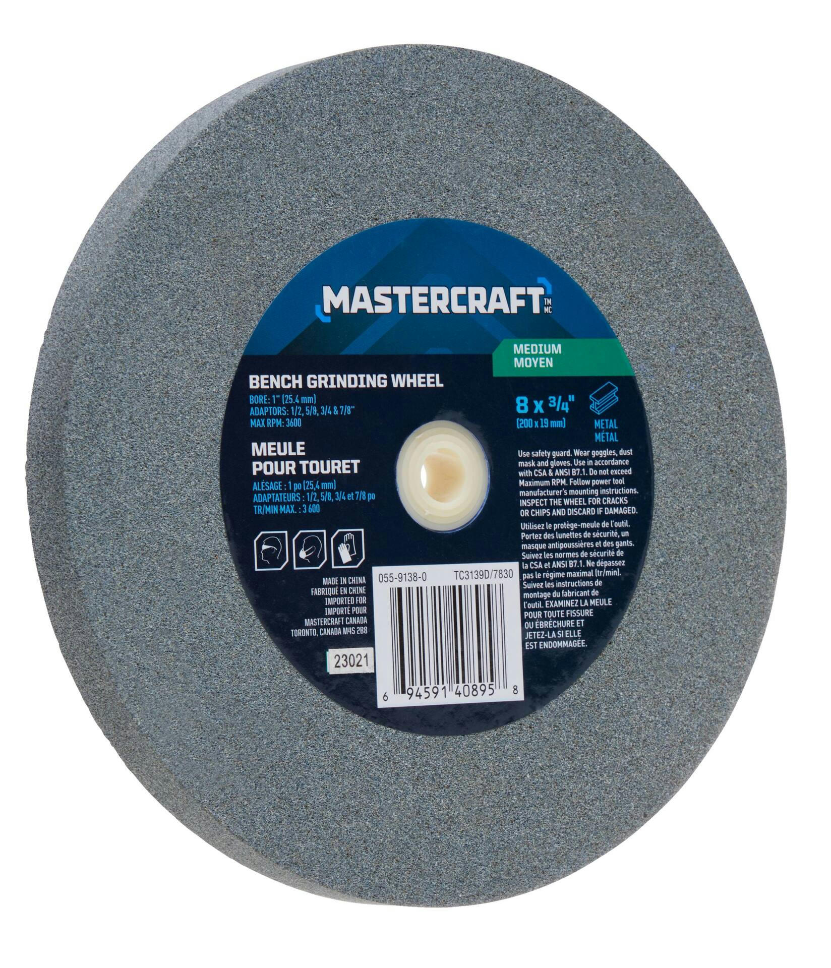 Mastercraft 8-in x 3/4-in Medium Aluminum Oxide Grinding Wheel/Disc Kit for Wood, Metal, Plastic