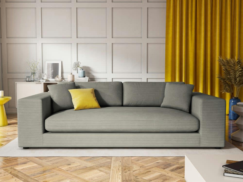 TENDANCE - Canapé 4 places en tissu structuré gris clair