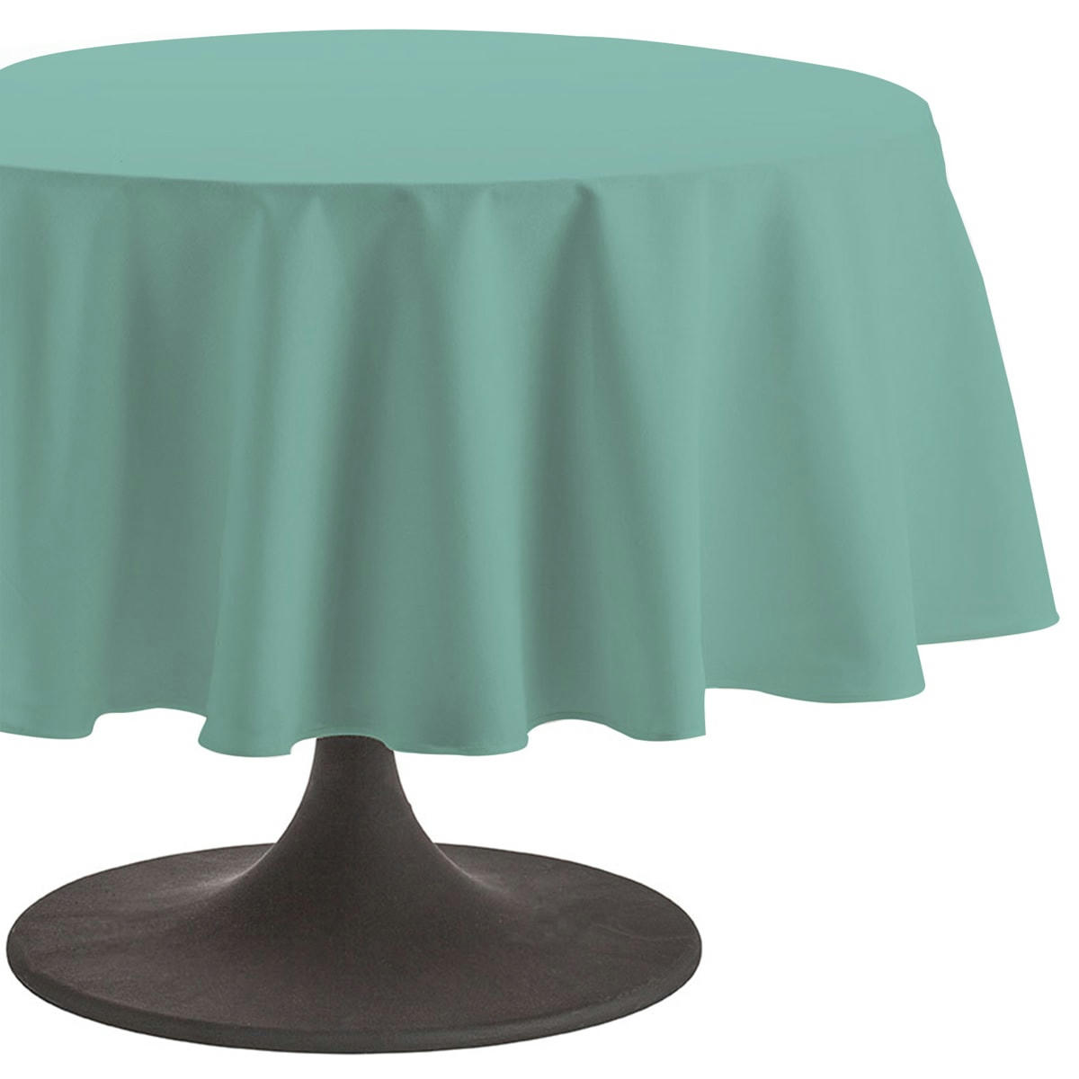 CAMBRAI - Nappe en coton traitee teflon turquoise 235x235