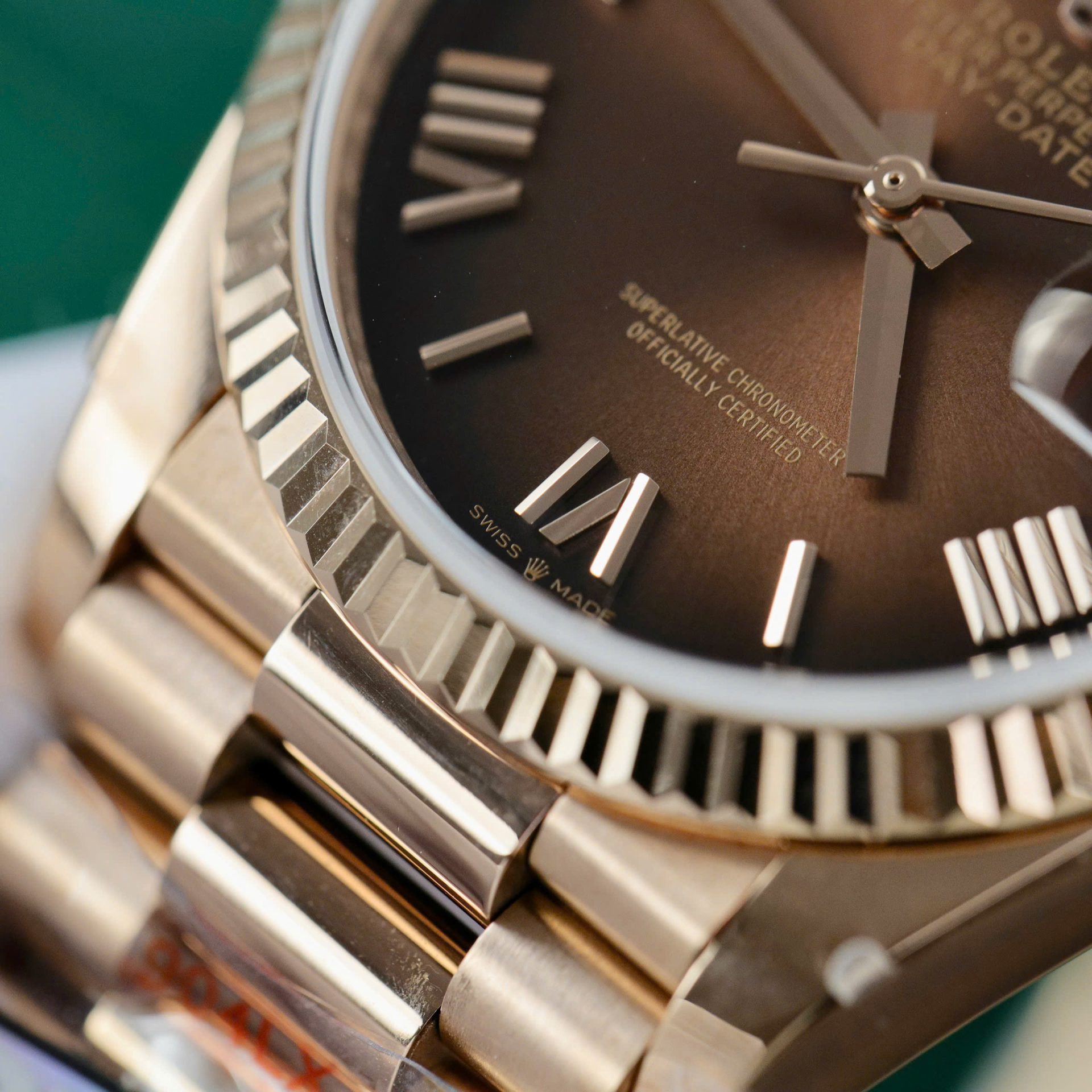 Rolex Day-Date 128235 RG Plated Ombre Brown Dial 36mm Super Clone