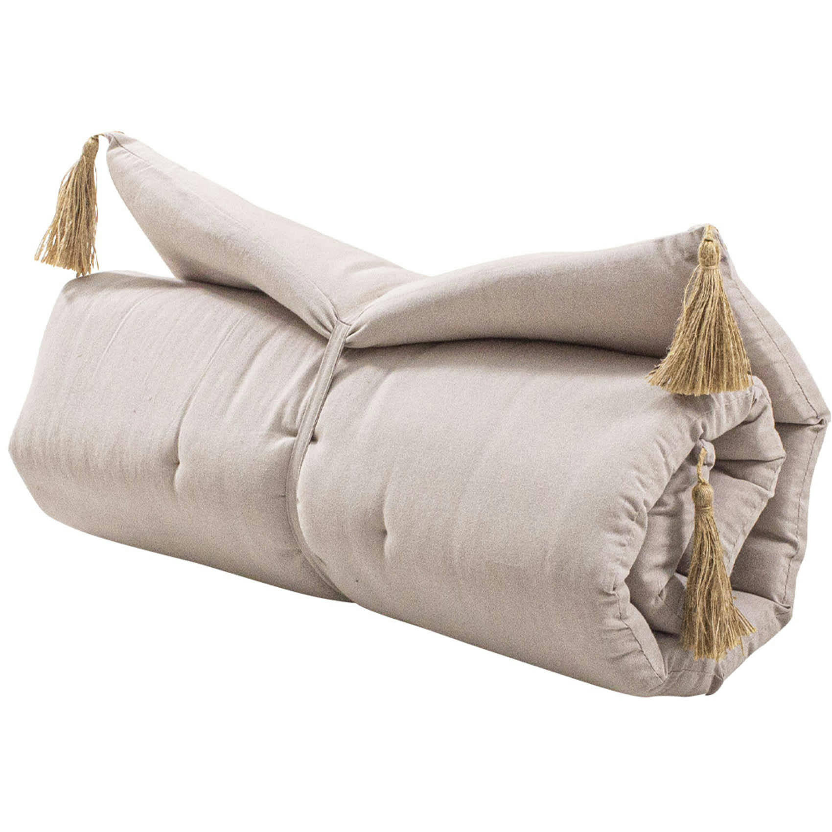 - Futon coloré avec 4 pompons en jute polyester/coton naturel 60x120 cm