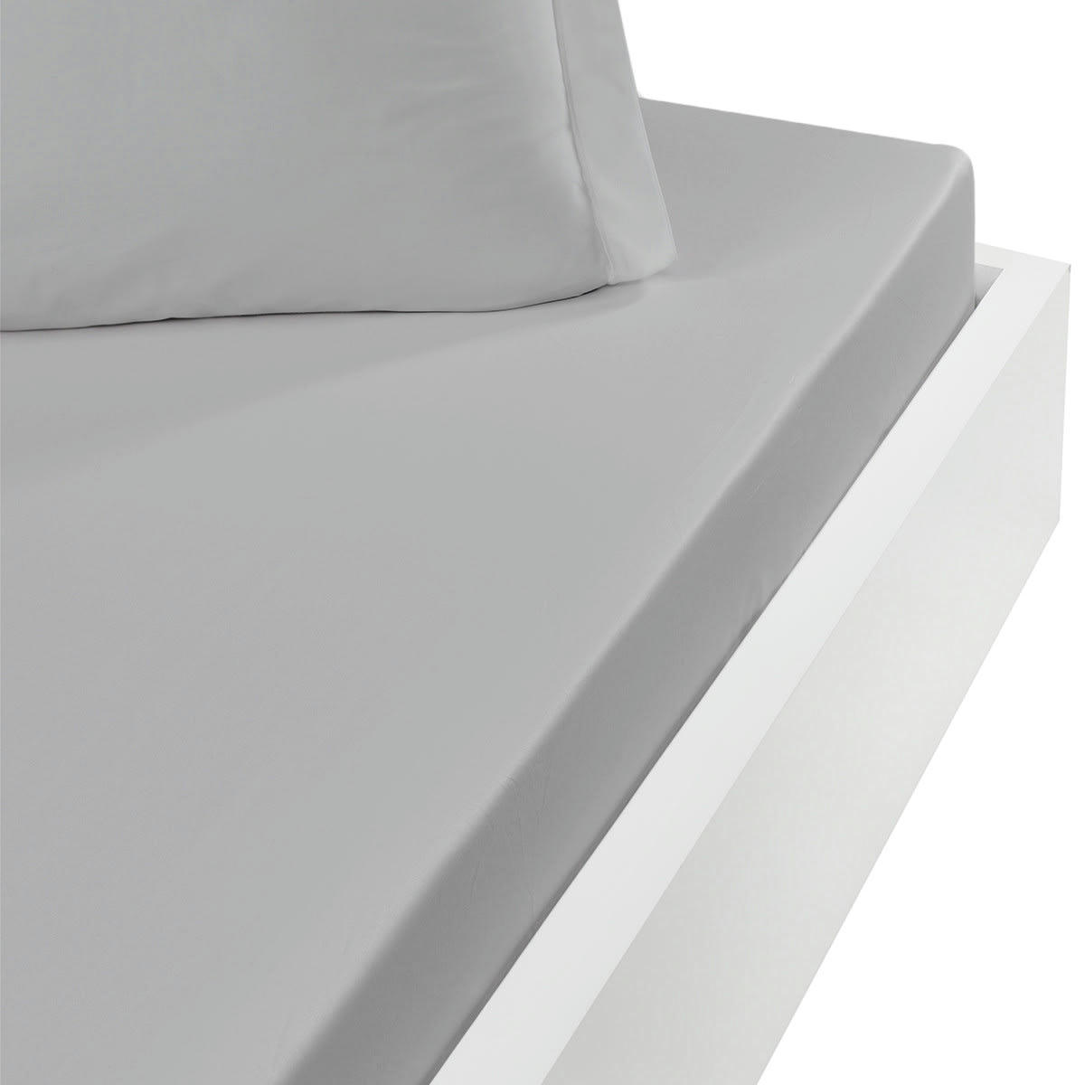 STUDIO - Drap housse en coton bonnet 30cm  gris perle 180x200 cm