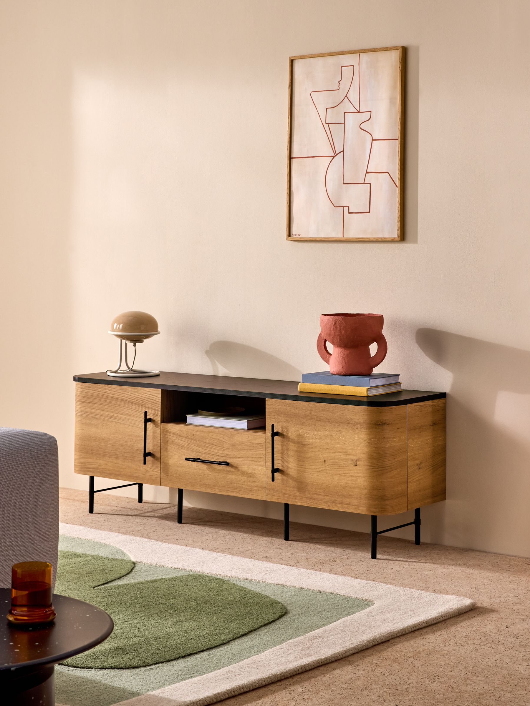 Zeke Wide Up to 58 Inch TV Unit in Oak Effect