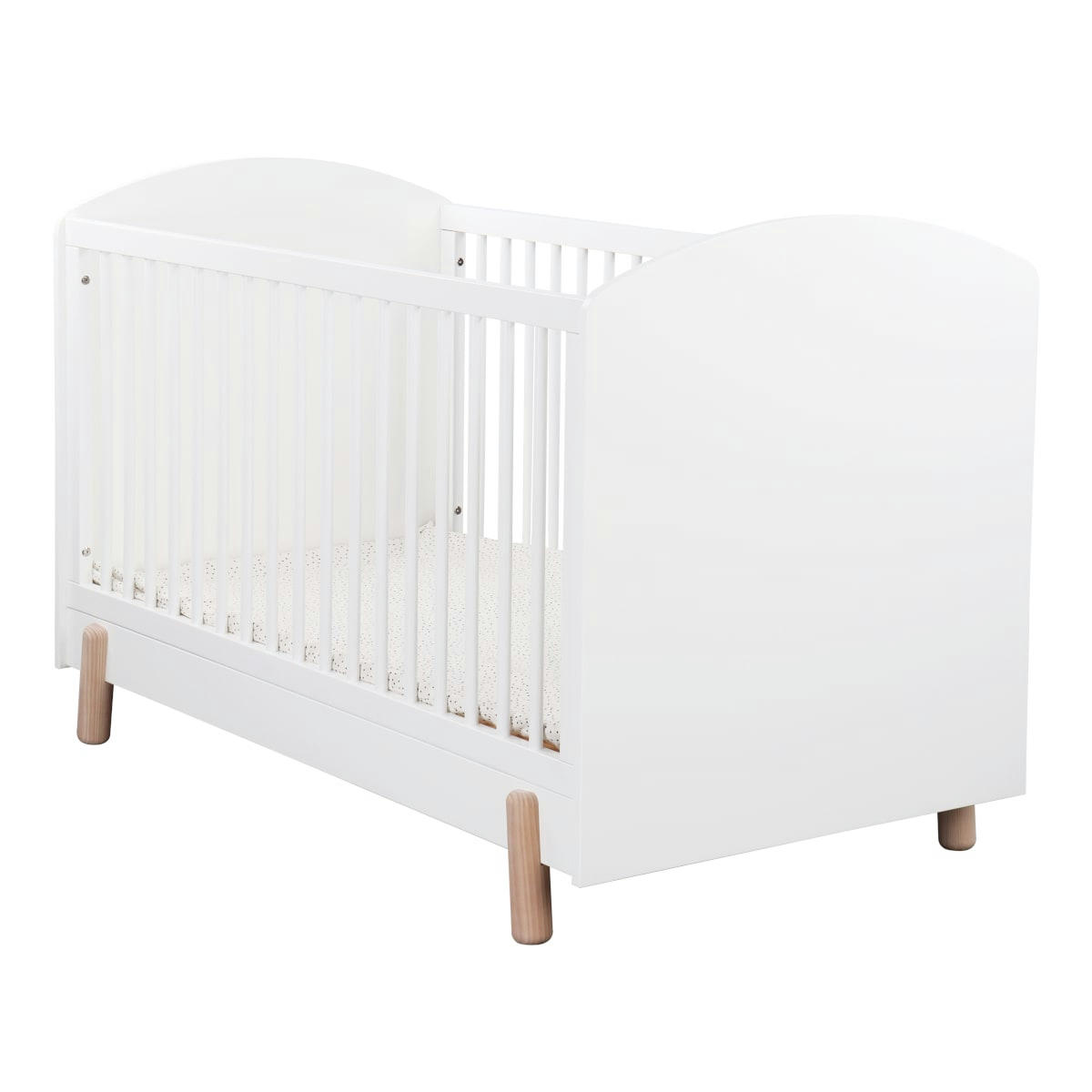 GABBY - Lit bébé évolutif 70x140 cm bois massif blanc et bois
