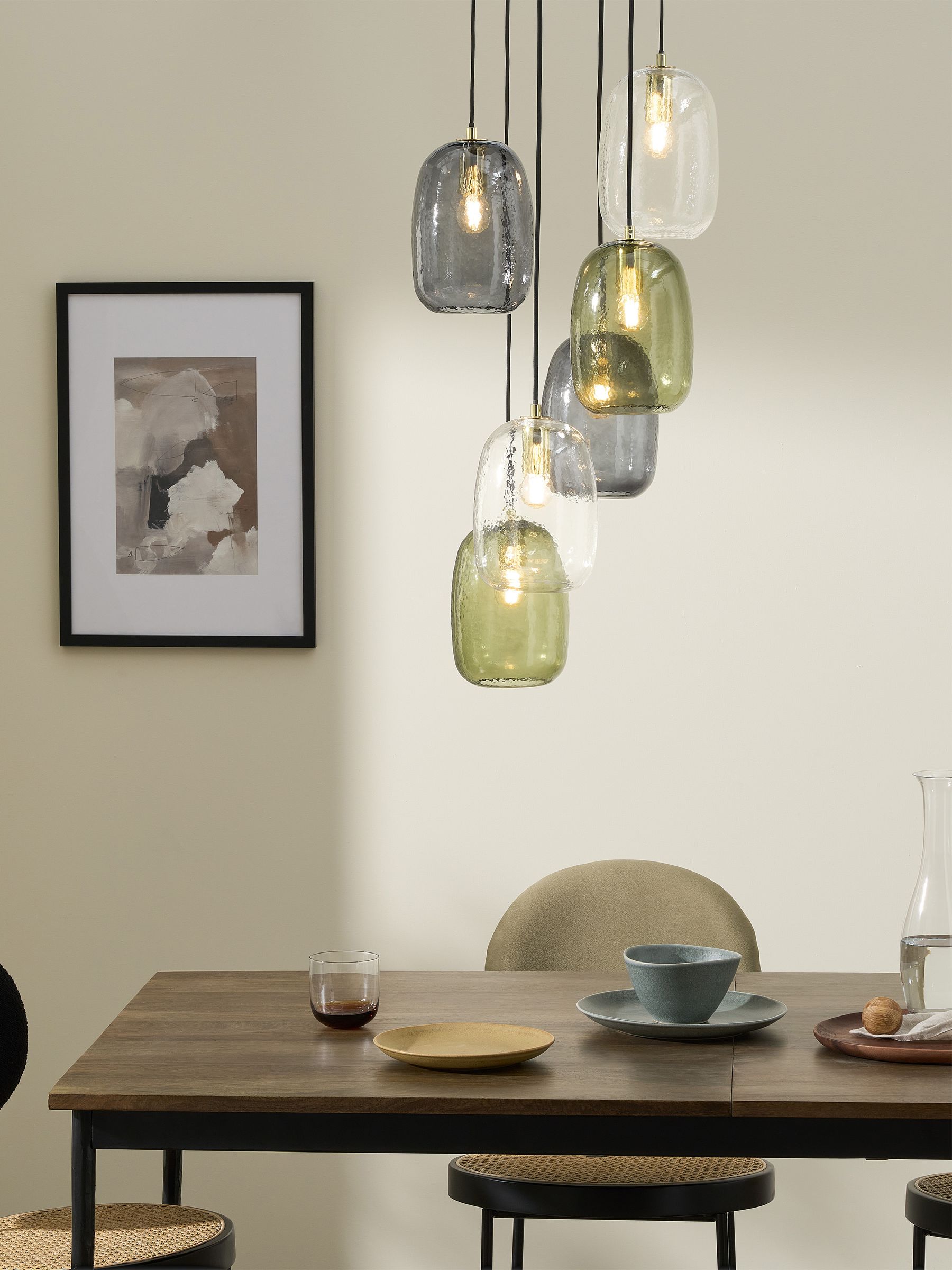 Lykke 6 Light Cluster Chandelier Ceiling Light in Multi Green