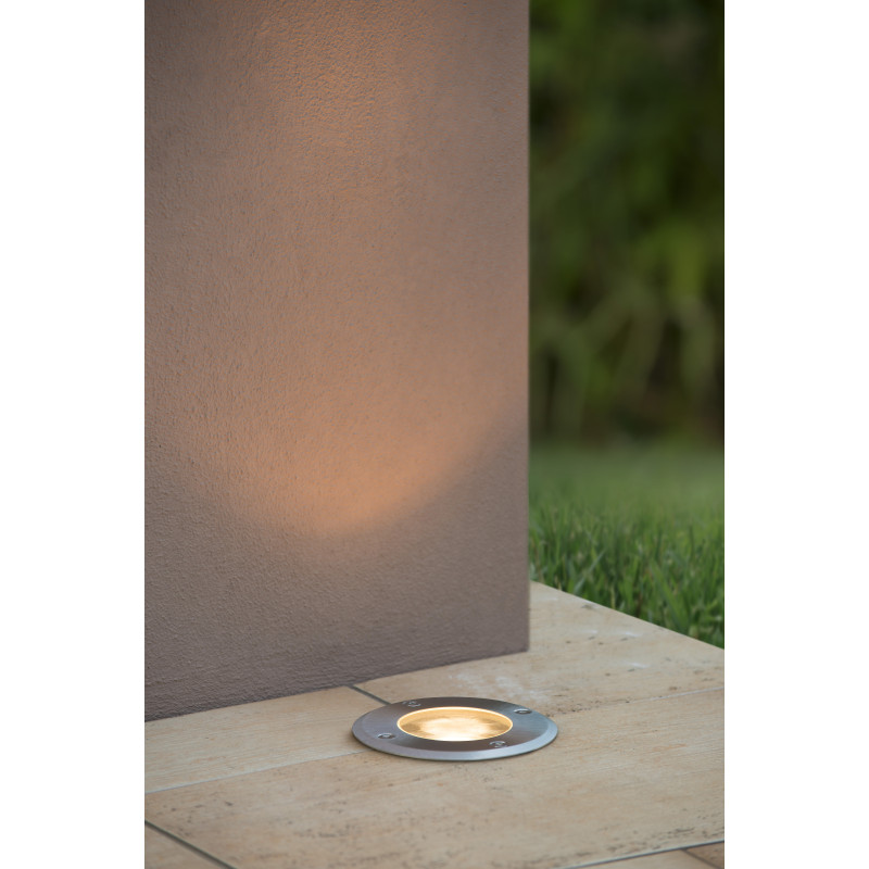 Spot extérieur à encastrer Biltin rond chrome dimmable GU10 35 W LUCIDE