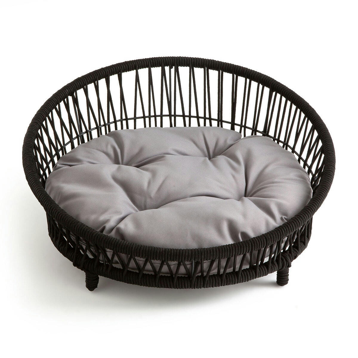 Panier rond chien en métal acier et corde, Makana