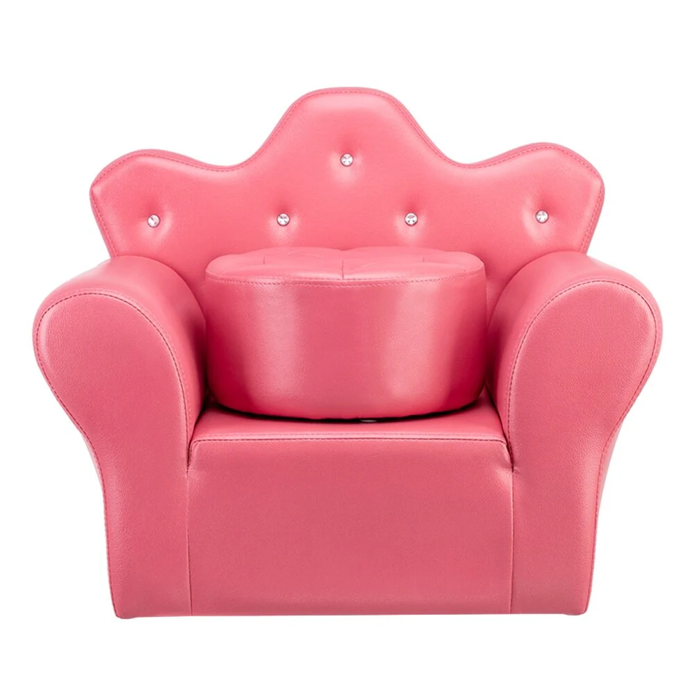 Kid's Sofa Princess Mini Sofa Bright Rose Red with Ottoman