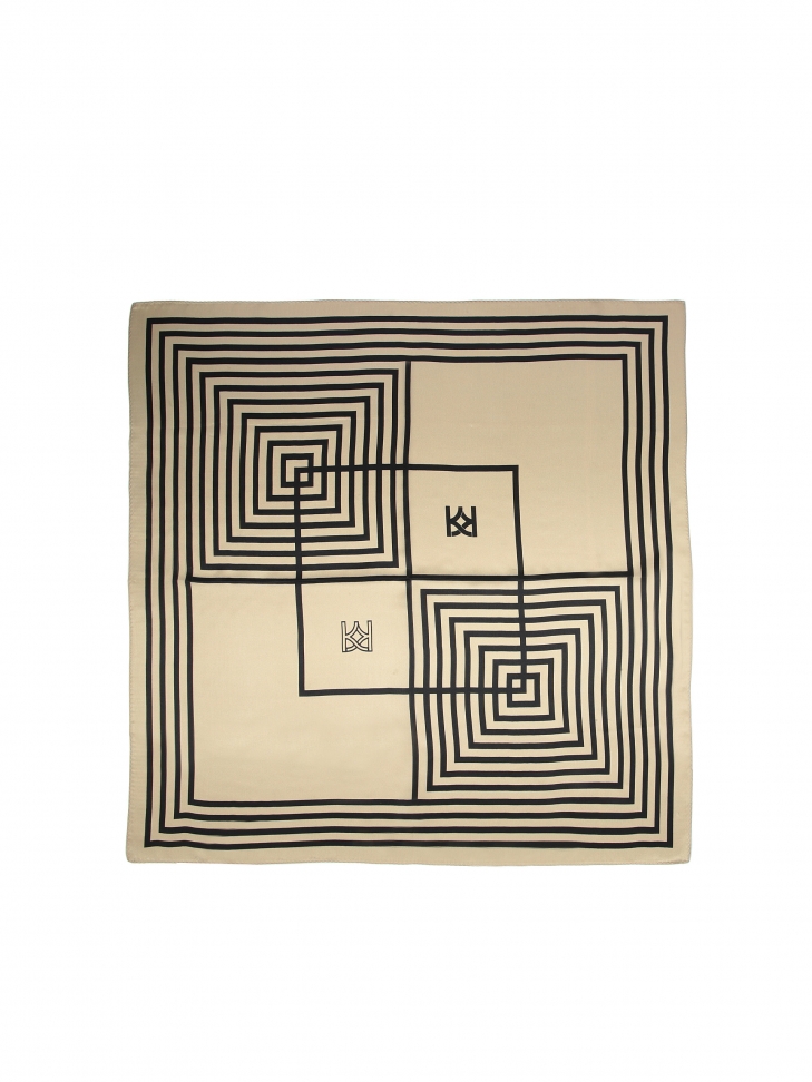 Ladies’ elegant silk neckerchief in squares and monograms