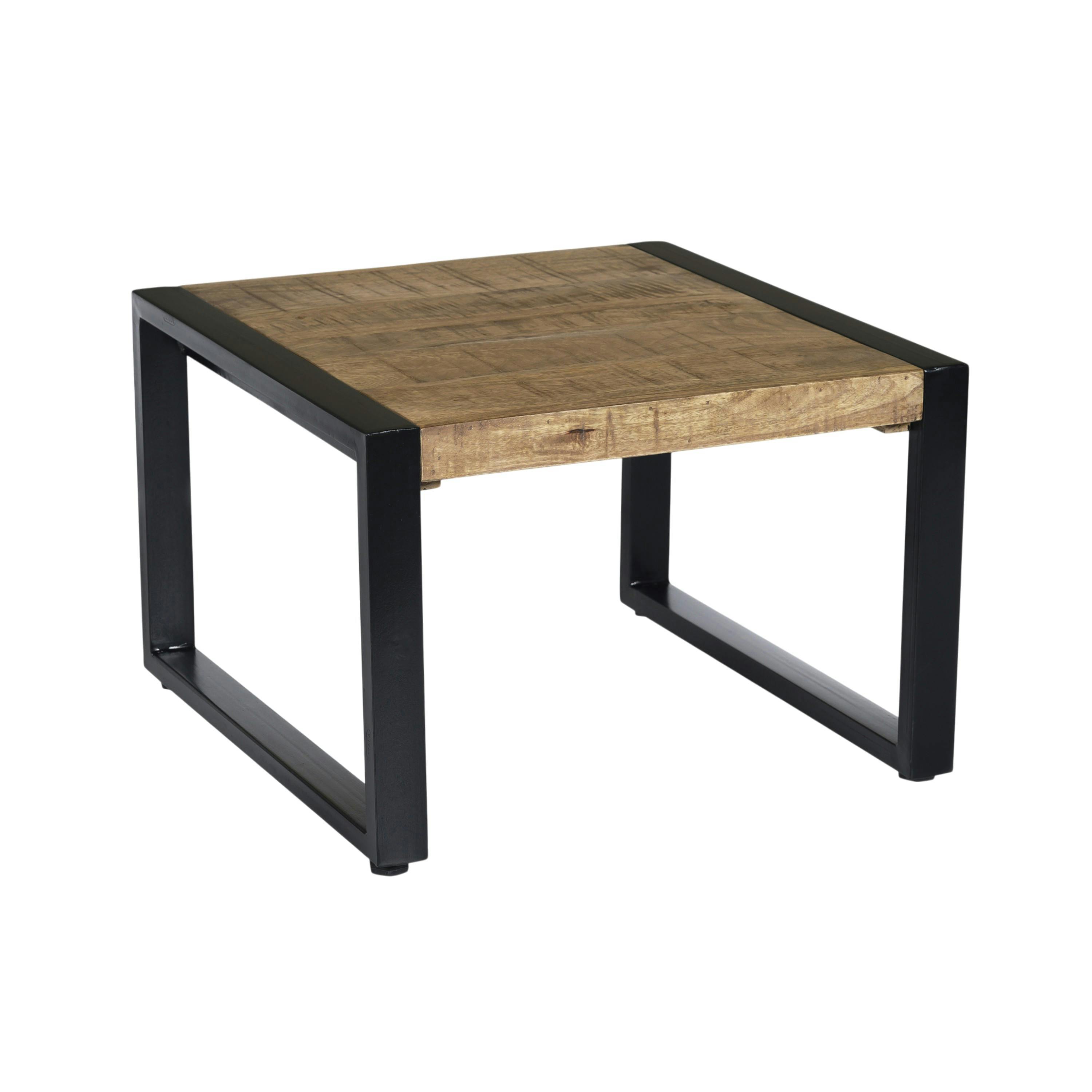 Table basse carrée bois métal 60 cm KARGO