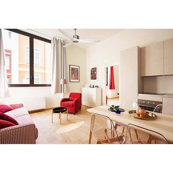 Modulo Regular Ring - Super destratificateur et ventilateur DC 132 cm Chrome pales bois blanc sans Lumière25 à 40 m²